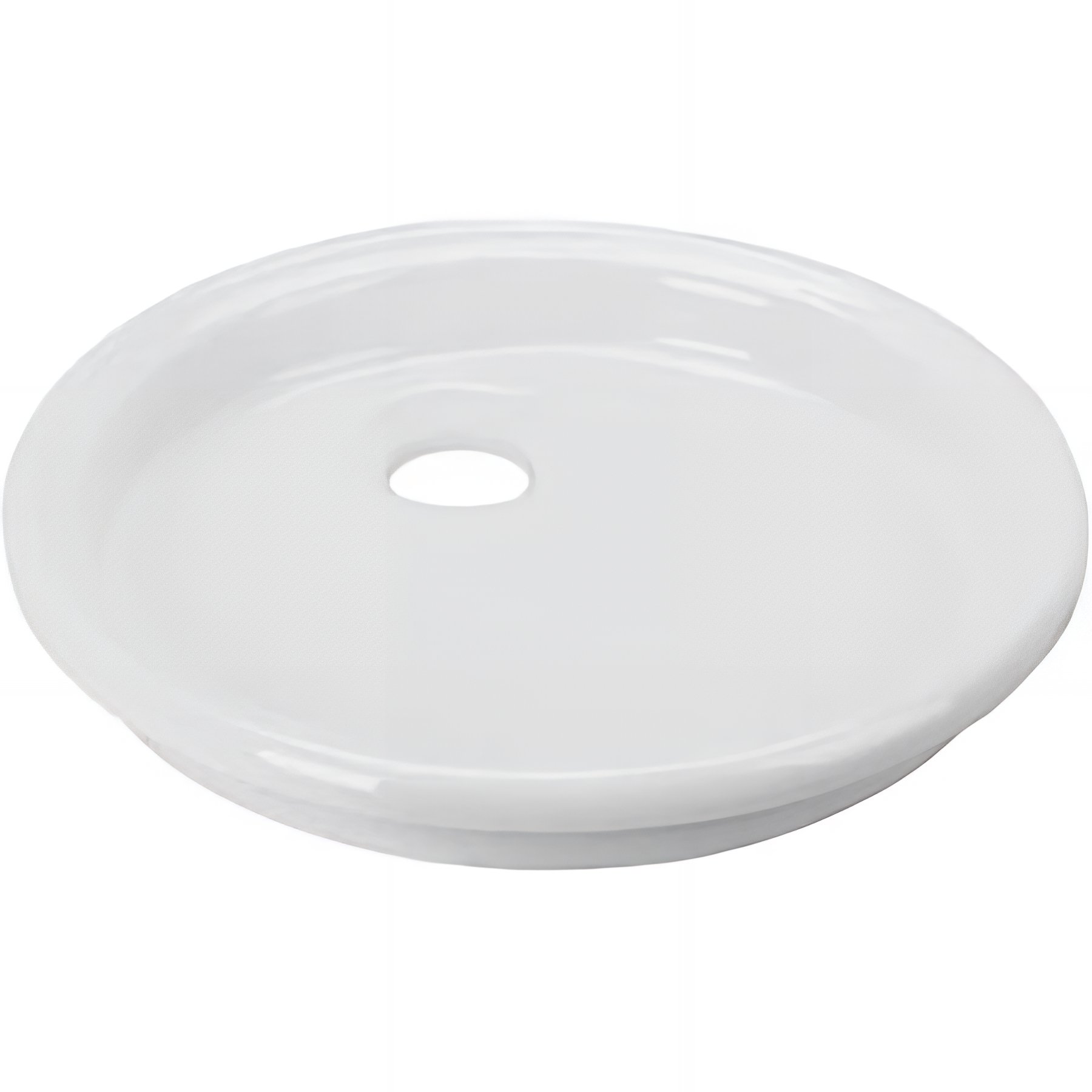 Évier rond extra-plat hauteur 70mm diamètre 43,5cm à encastrer par dessus en céramique traditionnelle SANINDUSA Plano blanc