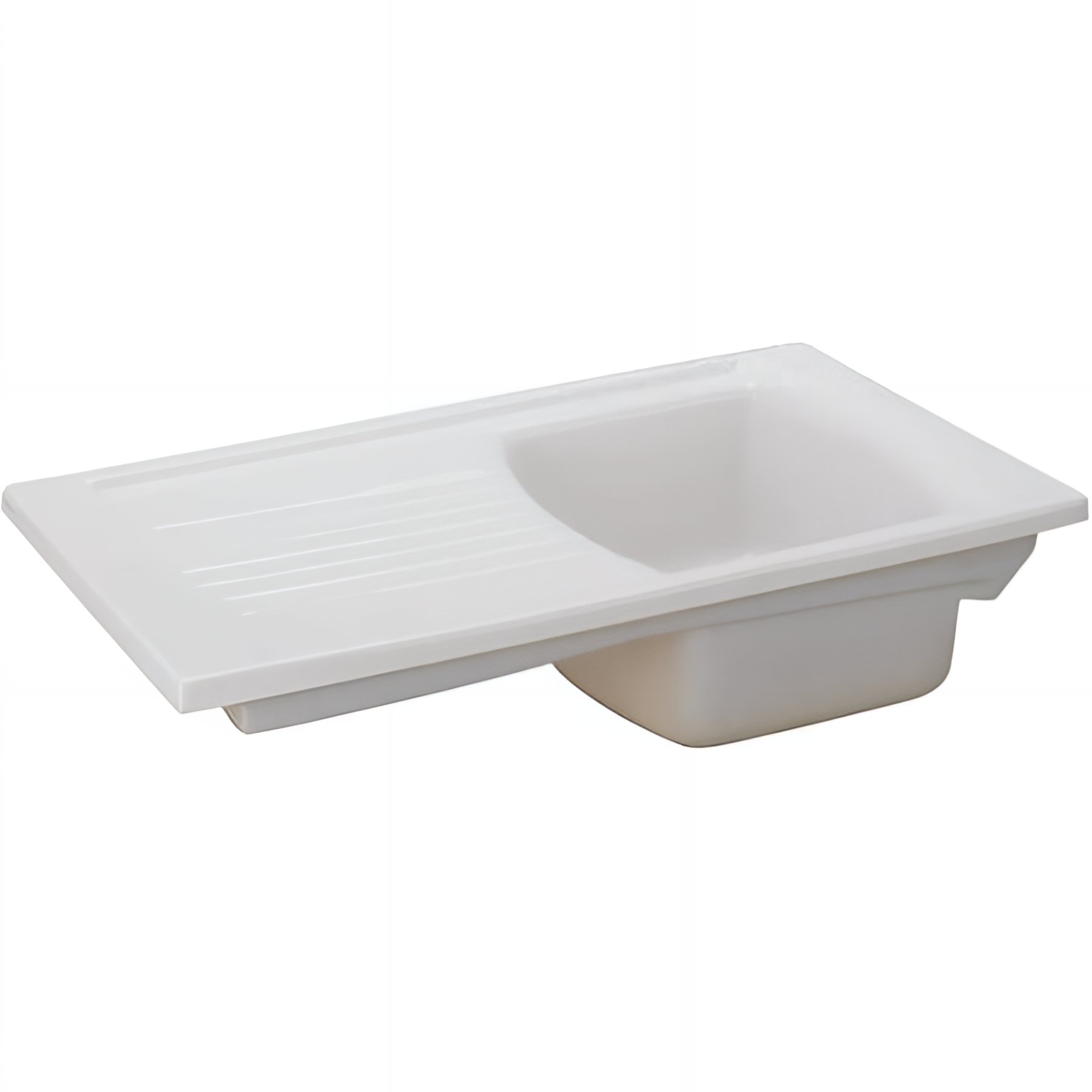 Évier 1 bac 1 égouttoir à encastrer par dessus 85x55 hauteur 22,5cm céramique SANINDUSA Lusitano blanc