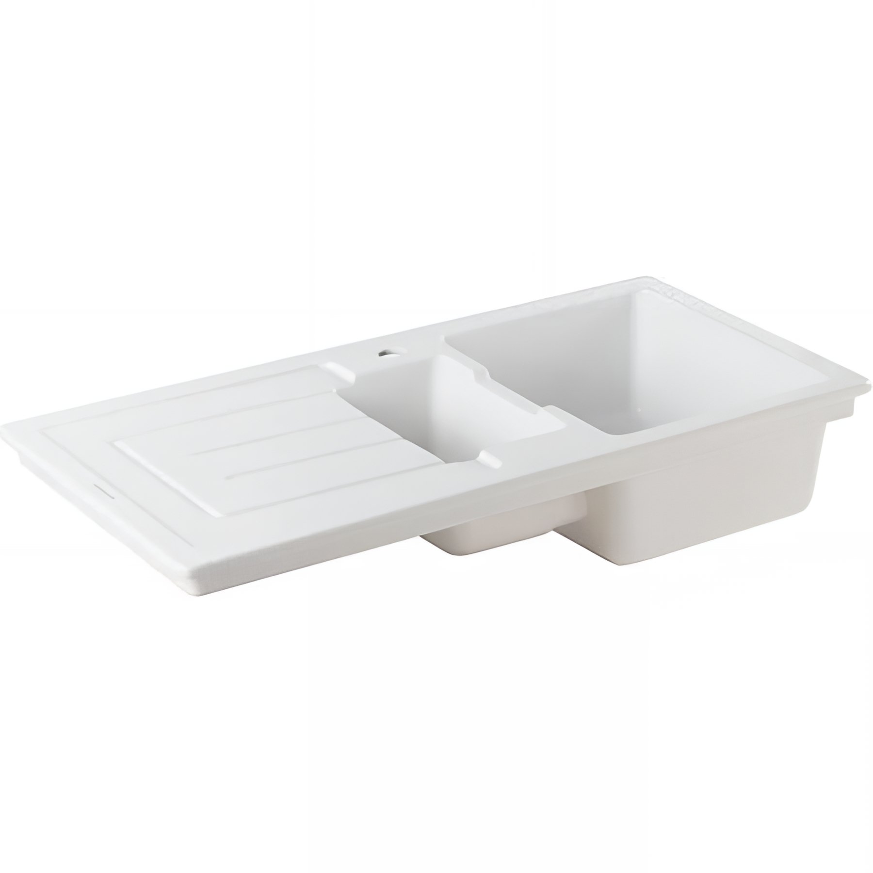 Évier 2 bacs 1 égouttoir à encastrer par dessus 100x50cm hauteur 21cm céramique SANINDUSA Reno blanc (vidage non inclus)