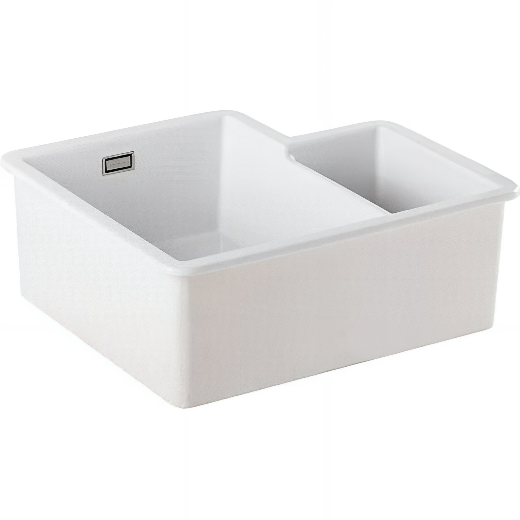 Évier 2 bacs décalés à encastrer par dessus 69,6x52,2cm hauteur 22,3cm céramique SANINDUSA Valet blanc livré avec vidage