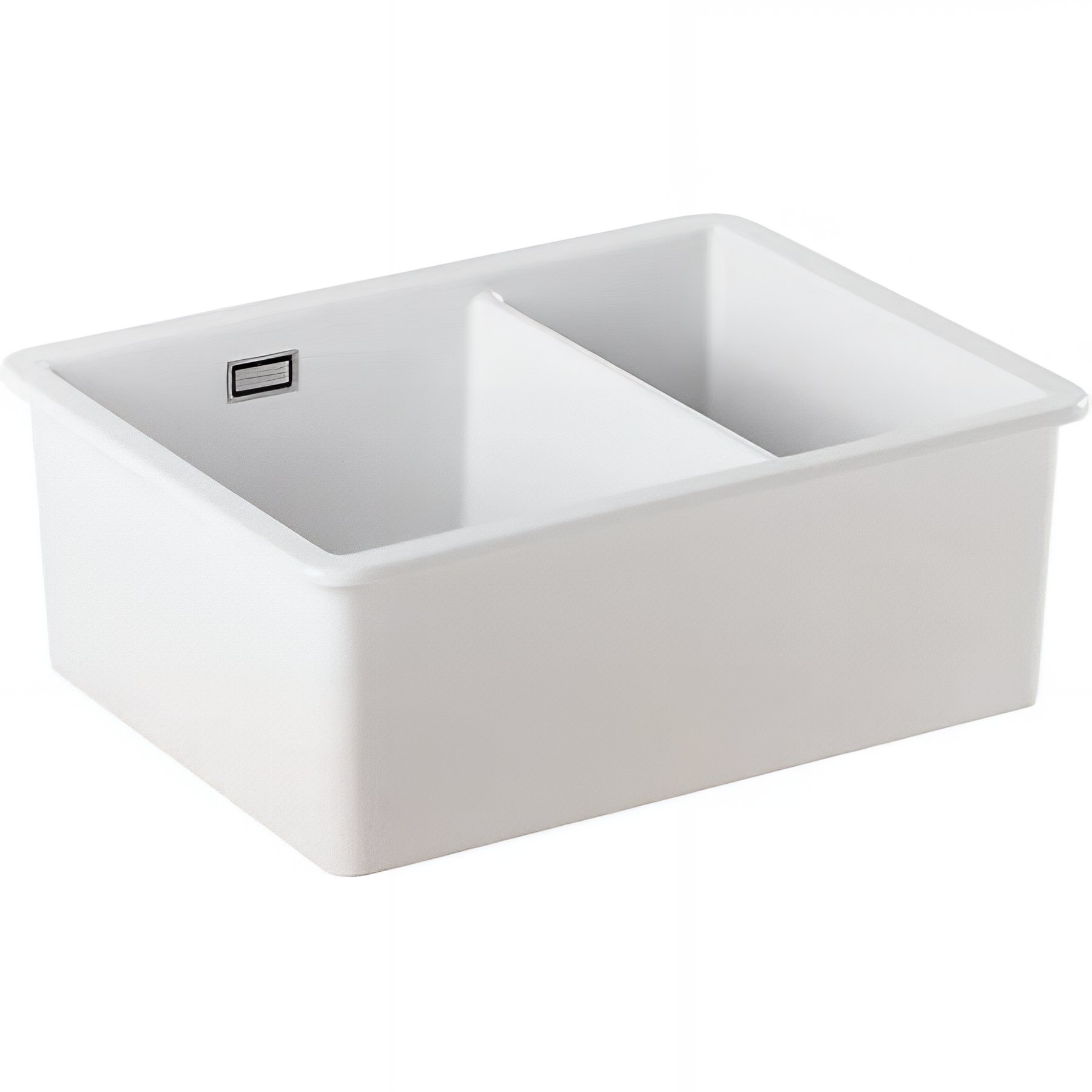 Évier 2 bacs séparés par une cloison à encastrer 59,5x46cm hauteur 22cm céramique SANINDUSA Valet blanc livré avec vidage