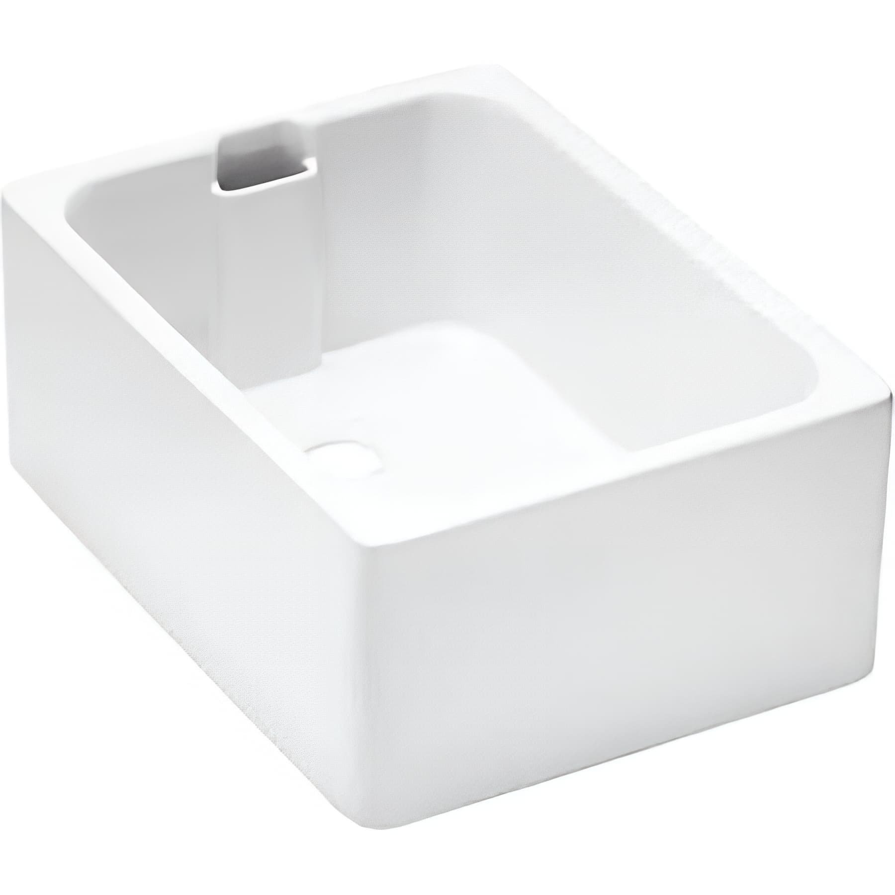 Évier bac a laver 1 bac à poser ou à encastrer par dessous 60x46cm hauteur 25,2cm trop-plein intégré grès fin SANINDUSA Belfast blanc