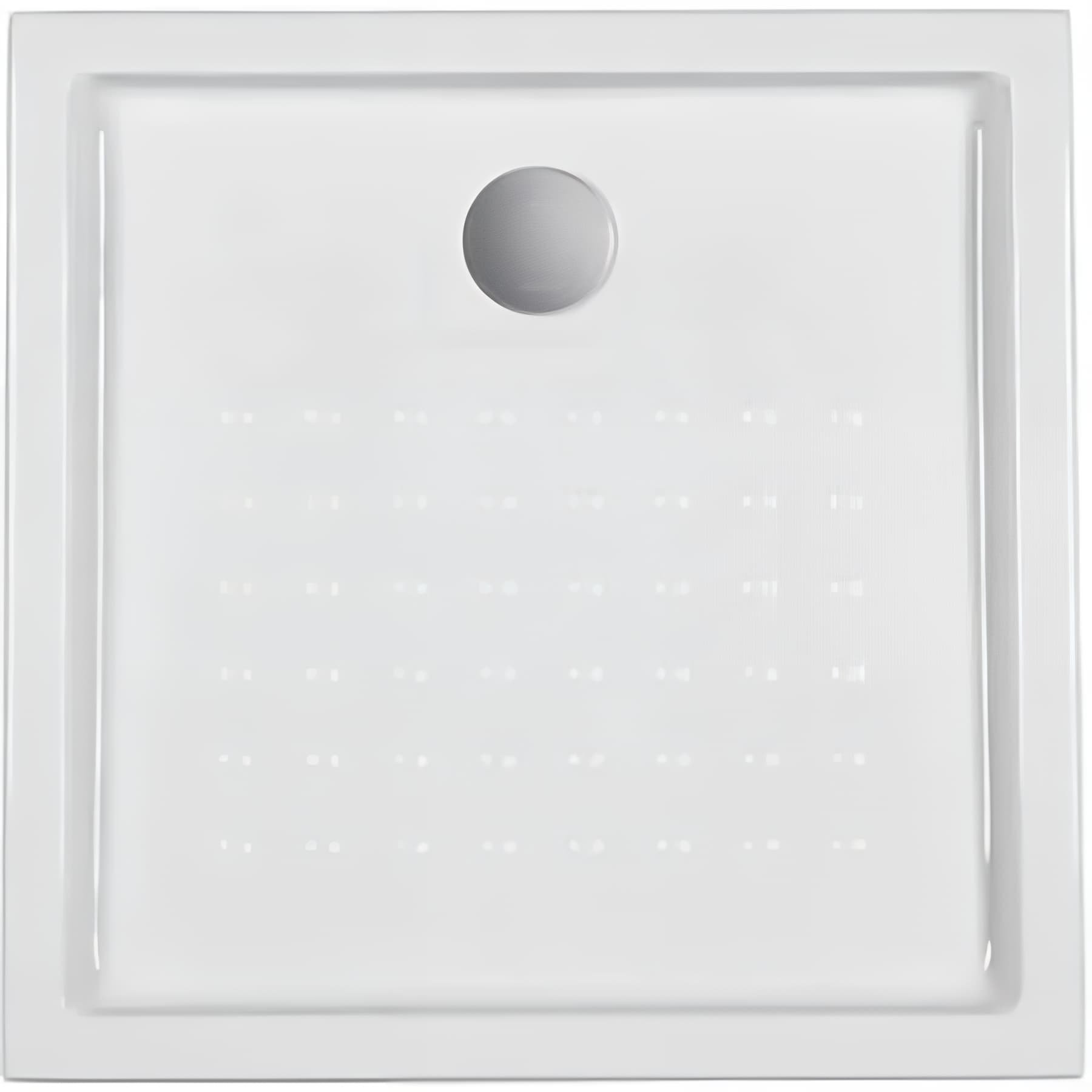 Receveur de douche acrylique haute densité fond texturé SANINDUSA Mosaico 70x70 hauteur 4cm rebord 8cm blanc   