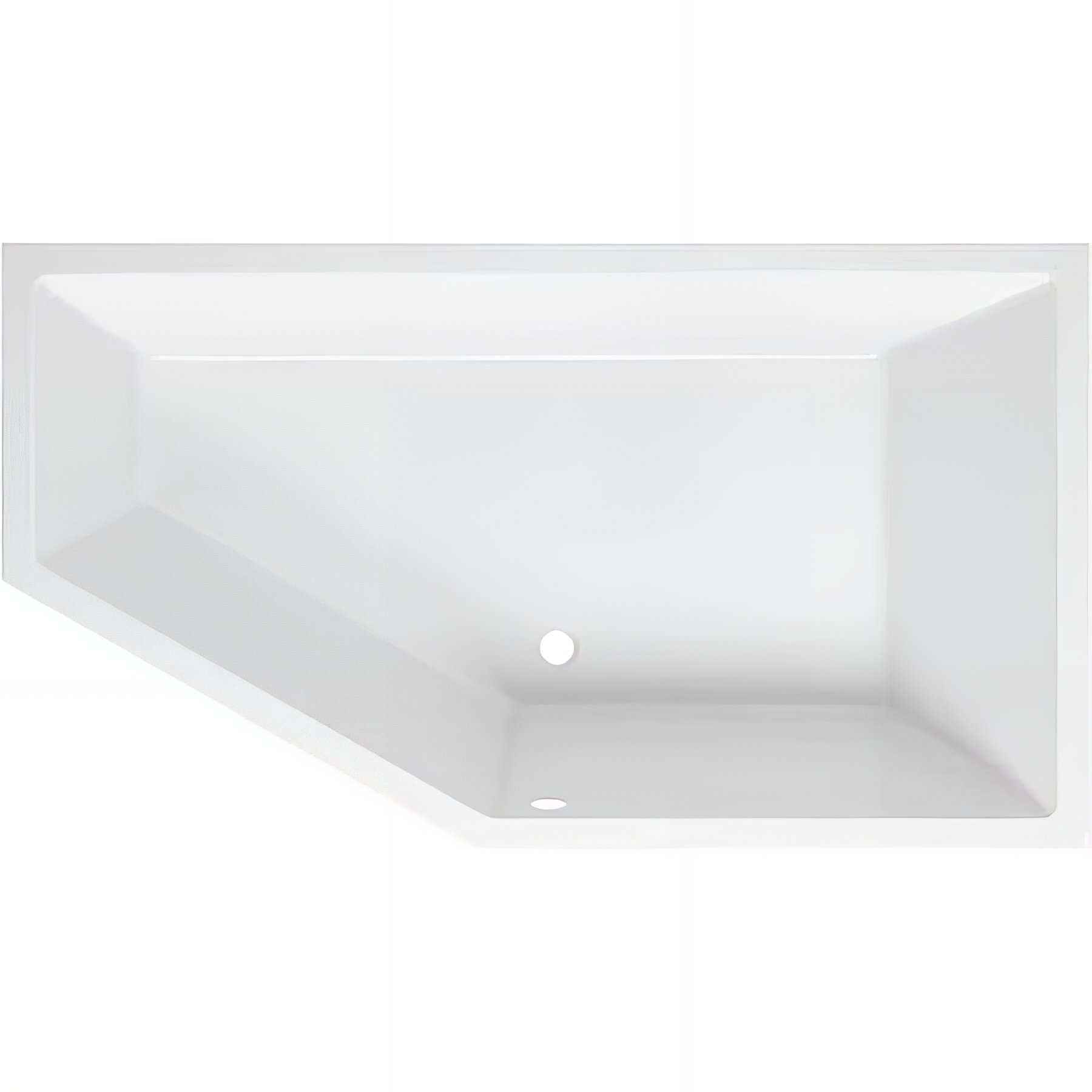 Baignoire d'angle asymétrique 160x90 biais à gauche acrylique haute densité SANINDUSA Delta blanche livrée avec pieds réglables