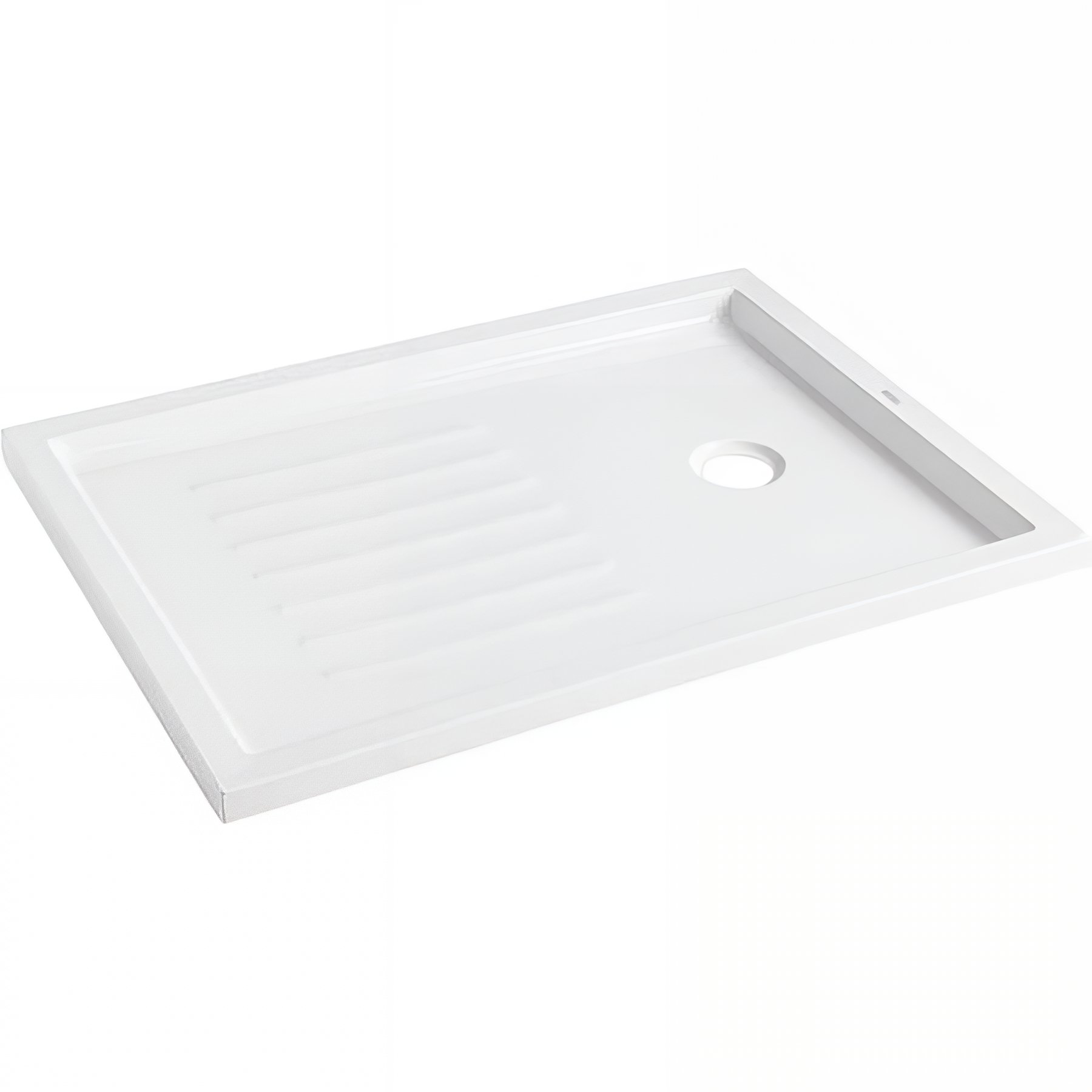 Receveur de douche extra-plat acrylique haute densité SANINDUSA Piano fond rainuré surface antiglisse 130x70 épaisseur 3.5cm blanc
