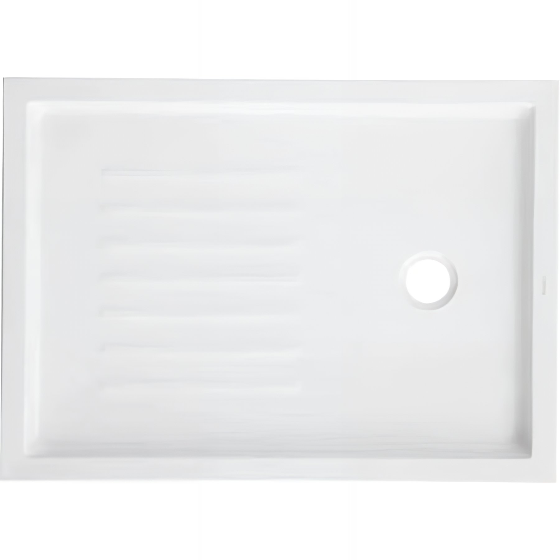 Receveur de douche à poser acrylique haute densité SANINDUSA Piano fond rainuré surface antiglisse 180x70 épaisseur 7.5cm blanc