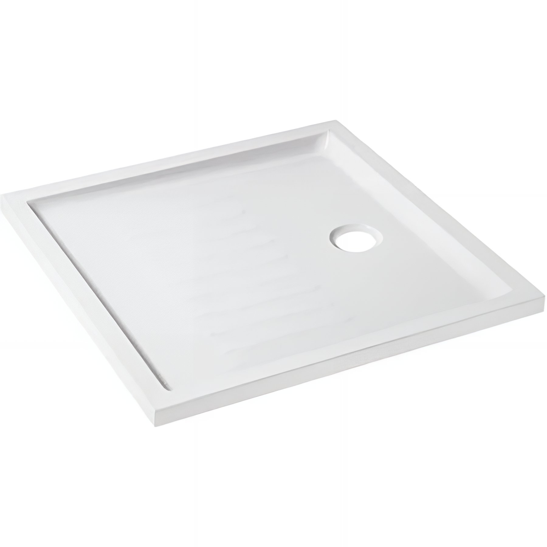 Receveur de douche extra-plat acrylique haute densité SANINDUSA Piano fond rainuré surface antiglisse 100x100 épaisseur 3.5cm blanc