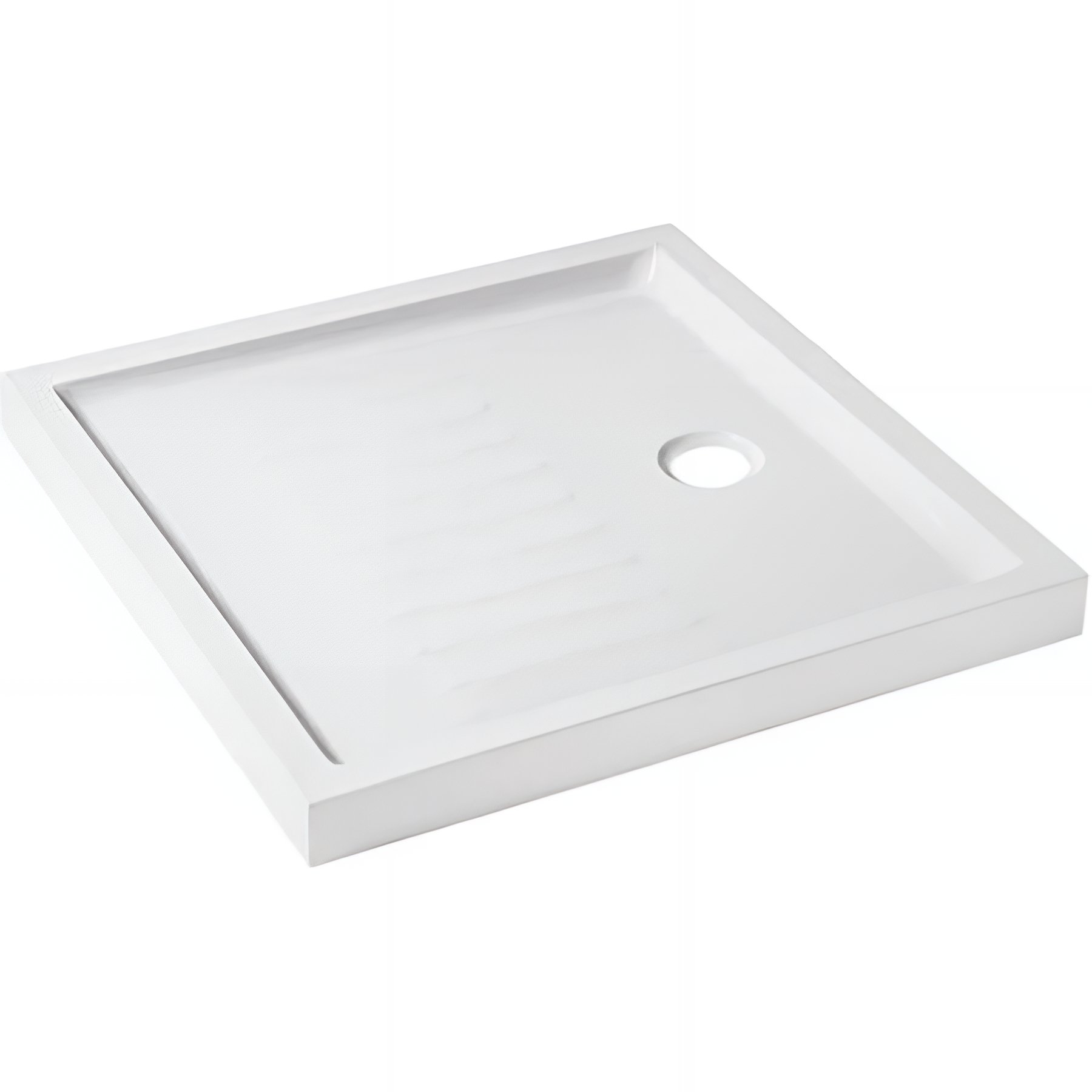 Receveur de douche à poser acrylique haute densité SANINDUSA Piano fond rainuré surface antiglisse 80x80 épaisseur 7.5cm blanc