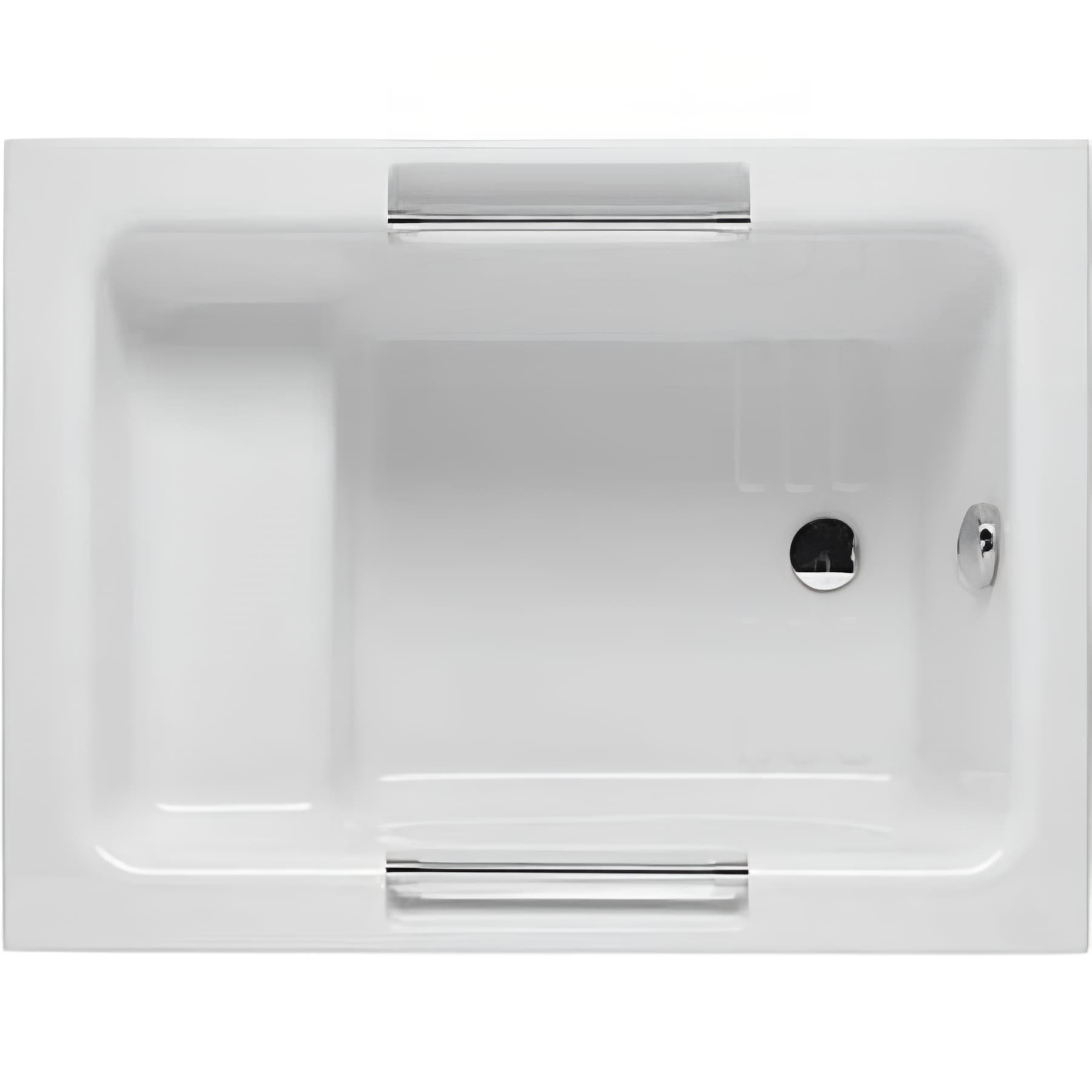 Baignoire sabot siège moulé acrylique haute densité SANINDUSA Shortline 100x70 blanche poignées chromées intégrées livrée sur son châssis métal