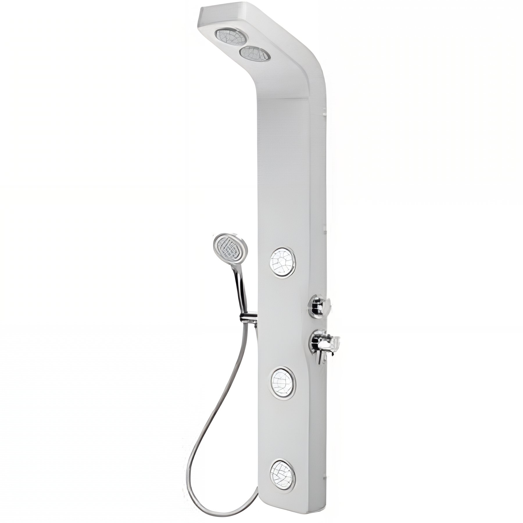 Colonne de douche blanche thermostatique hydromassante 5 injecteurs réglables SANINDUSA Shadow livré avec flexible et douchette