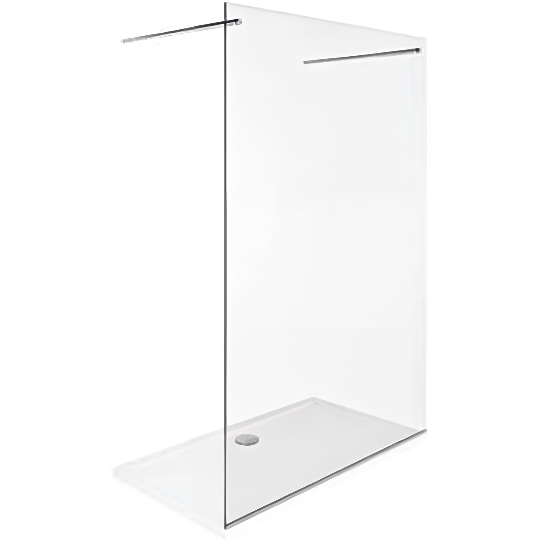 Paroi de douche solo fixe verre trempé 8mm 2 fixations murales finition inox SANINDUSA Screen hauteur 2,04m largeur 100 verre cristal