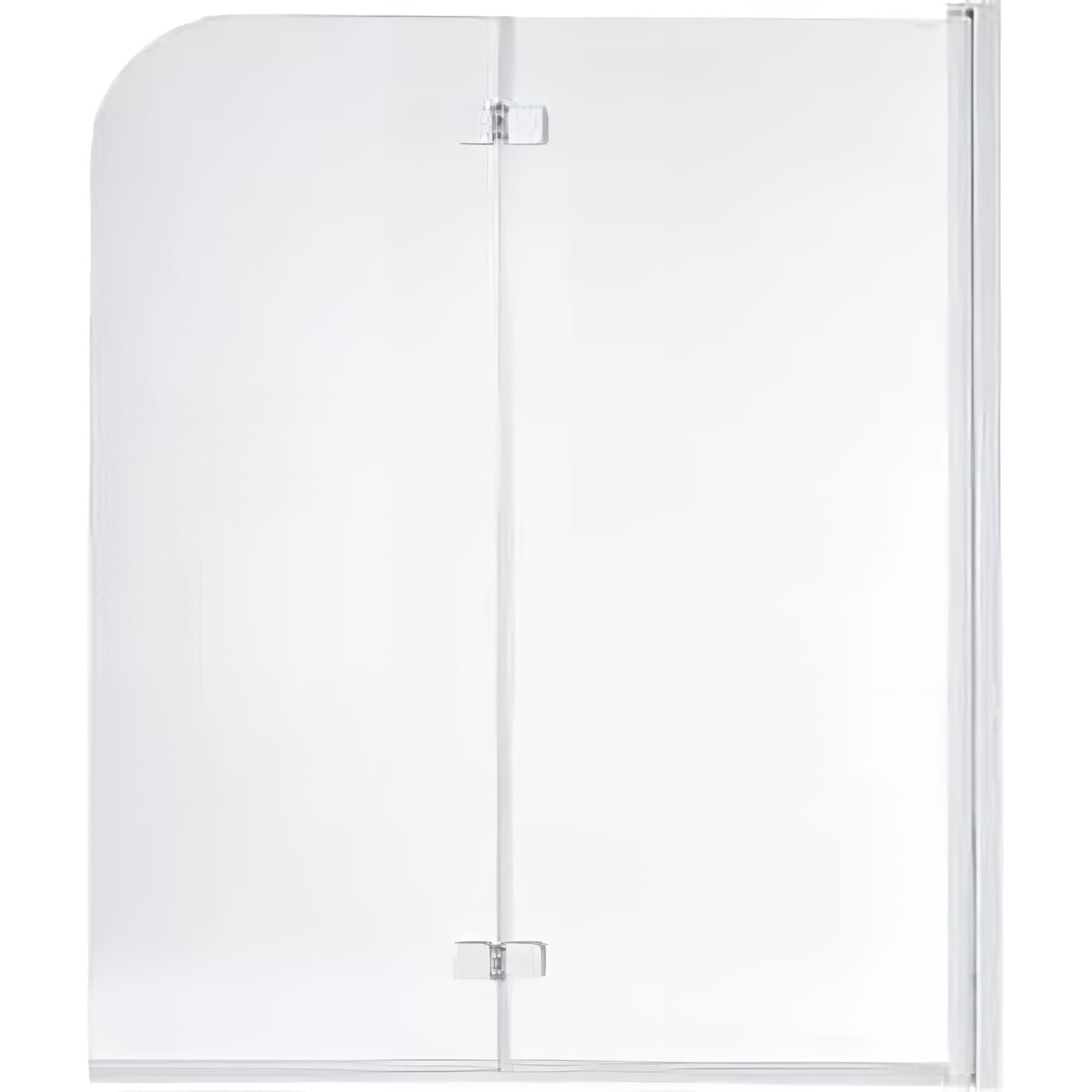 Pare-bain 2 volets pivotant à 180 en verre trempé 6mm profilé alu SANINDUSA Aquarela Duo 120x150 montage à droite verre cristal profilé blanc