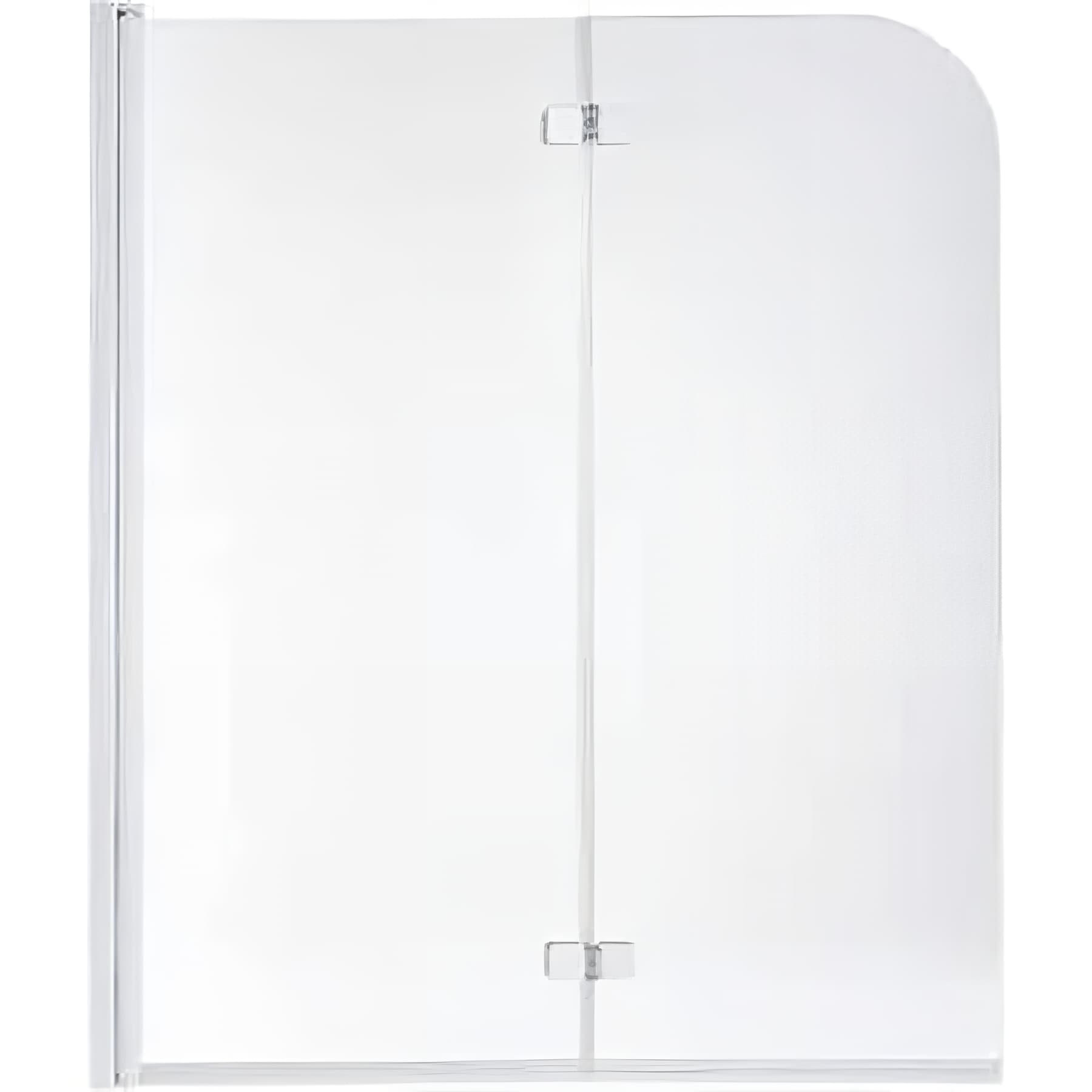 Pare-bain 2 volets pivotant à 180 en verre trempé 6mm profilé alu SANINDUSA Aquarela Duo 120x150 montage à gauche verre cristal profilé blanc