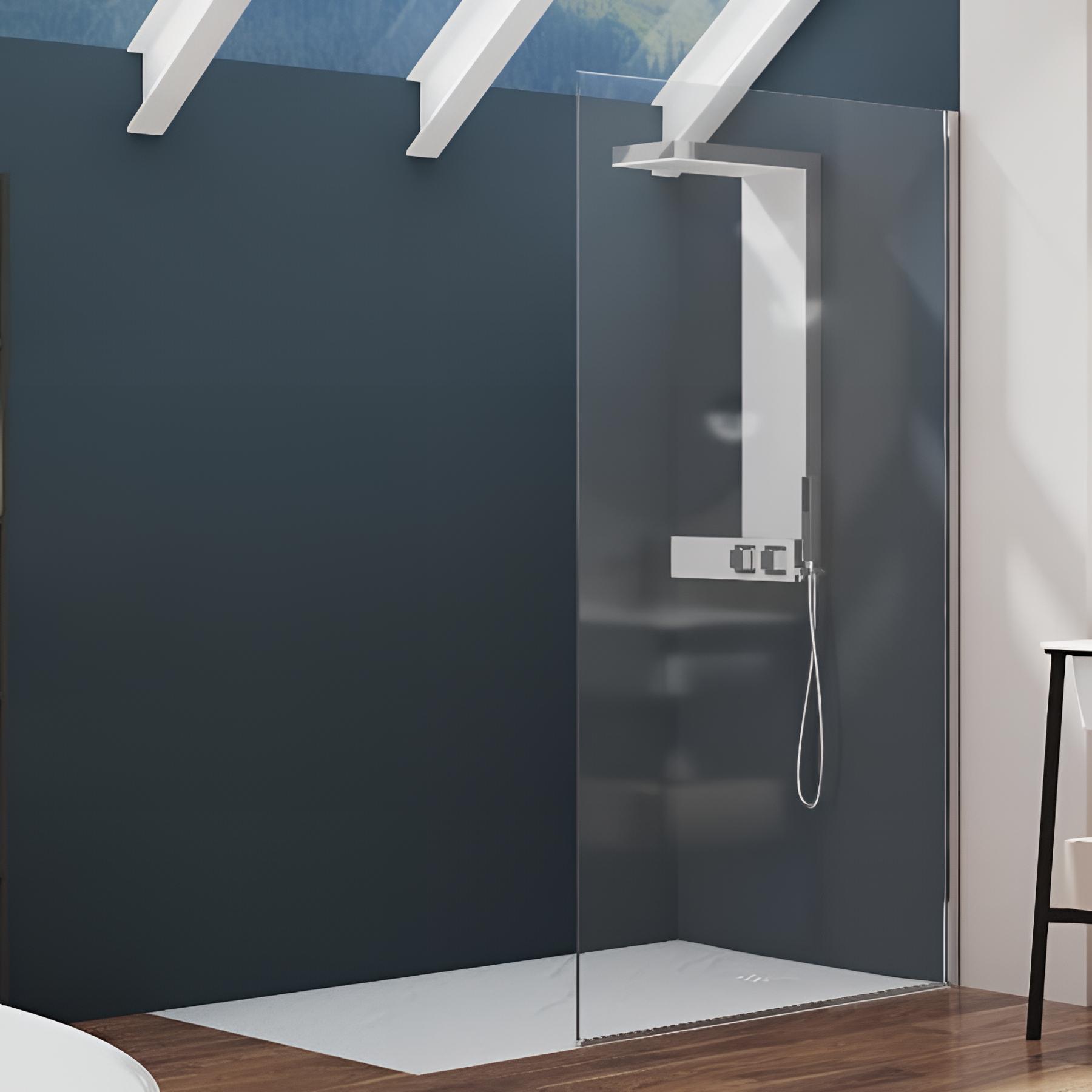 Paroi de douche fixe Kinedo Alpha Solo L80cm H 2,00 m chromé 