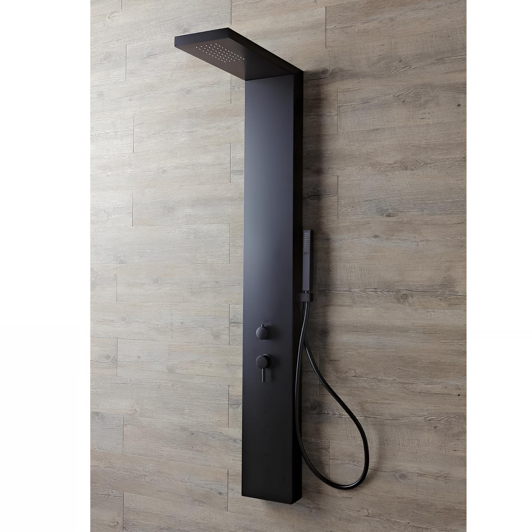 Colonne de douche KINEDO AQUASTYLE équipée mitigeur thermostatique teinte de finition noir mat colonne de douche gamme PRO fabriquée en France