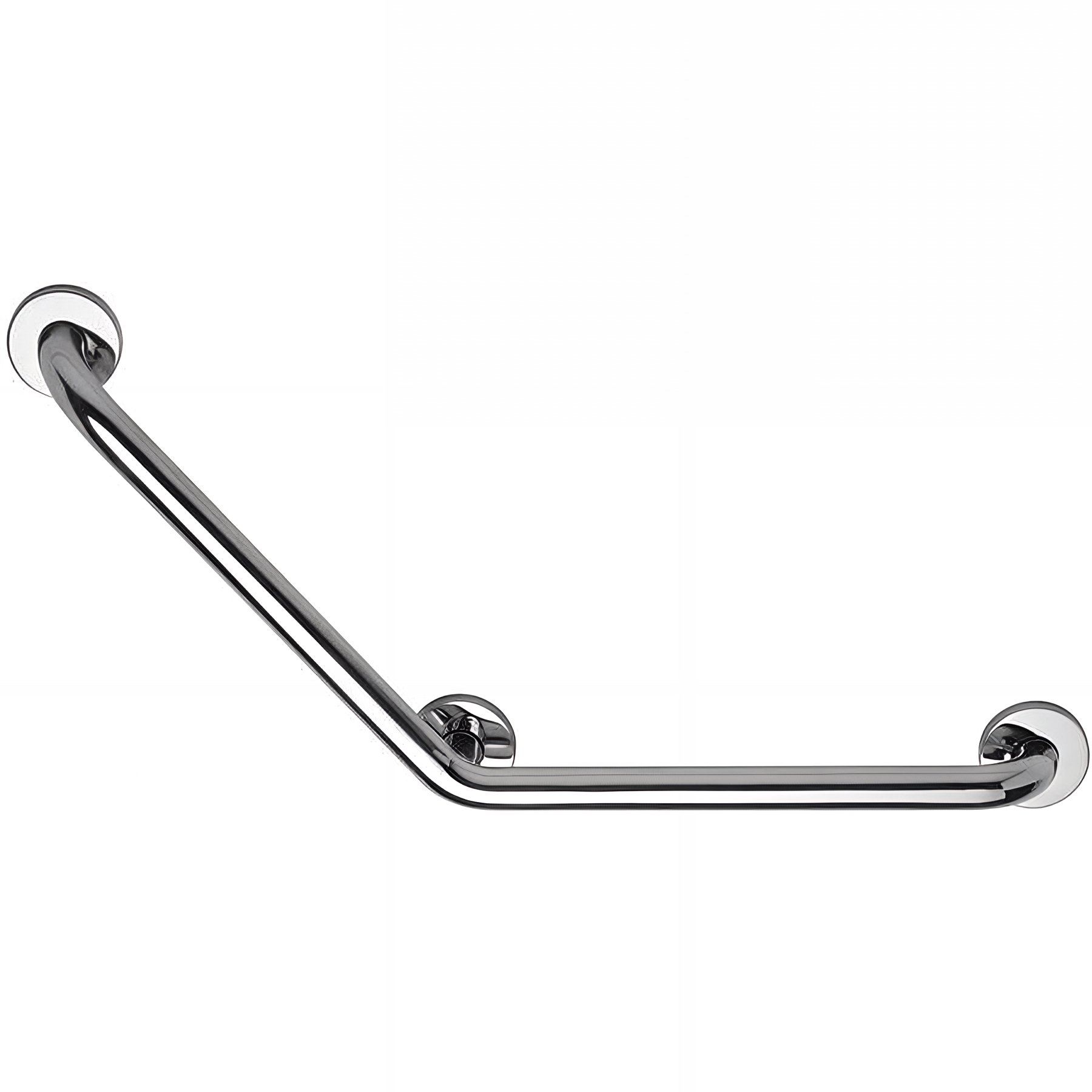 Barre PMR d'appui normes handicapé Gamme PRO PELLET 135° 400x400mm tube inox poli brillant Ø 32 mm 3 fixations