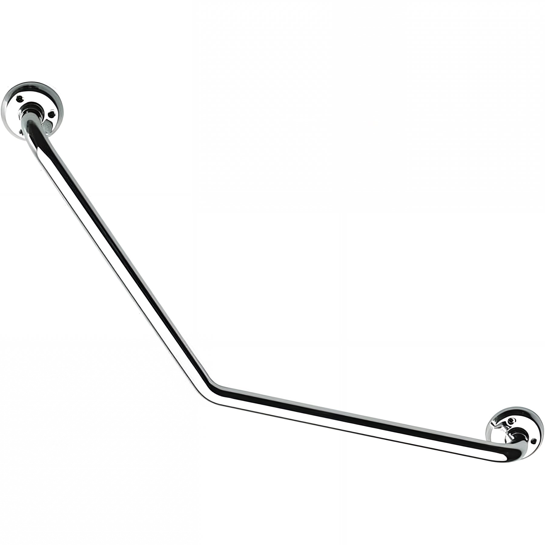 Barre PMR d'appui normes handicapé Gamme PRO PELLET 135° 400x400mm tube laiton chromé Ø 25mm fixations apparentes