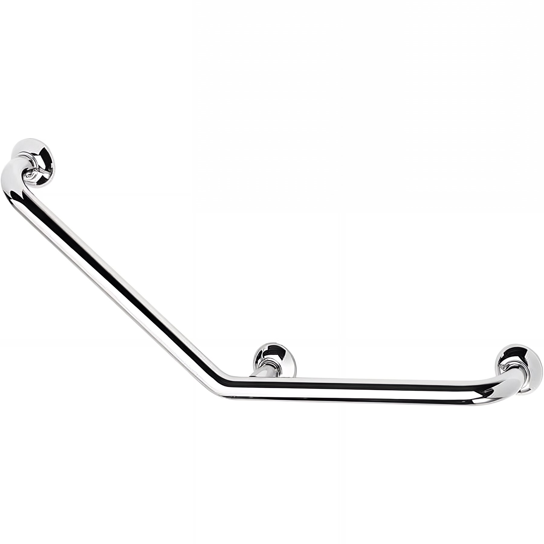 Barre PMR d'appui normes handicapé Gamme PRO PELLET 135° 400x400mm tube laiton chromé Ø 32 mm 3 points de fixation