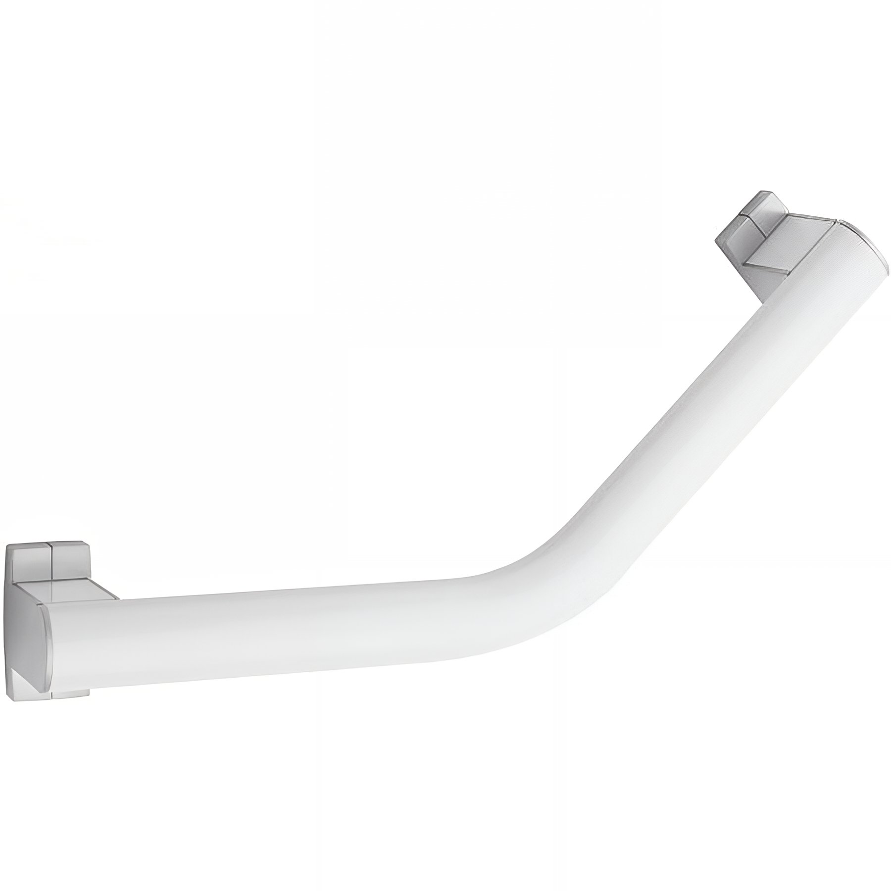 Barre PMR d'appui normes handicapé Gamme PRO PELLET coudée 135° symétrique 200x200 mm alu blanc-chromé Ø 38 x 25mm