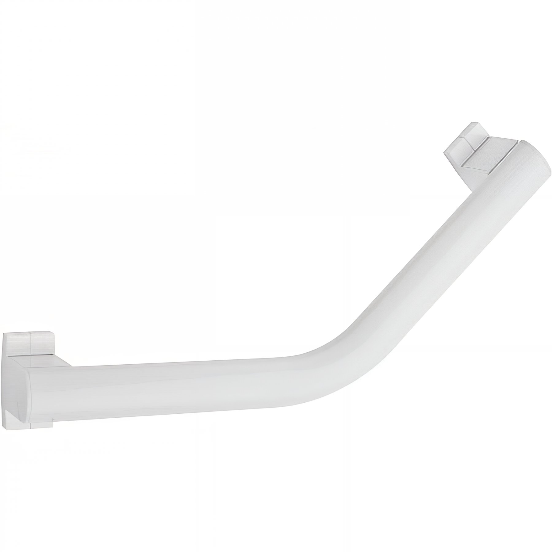 Barre PMR d'appui normes handicapé Gamme PRO PELLET coudée 135° symétrique 200 x 200 mm tube alu blanc Ø 38 x 25 mm