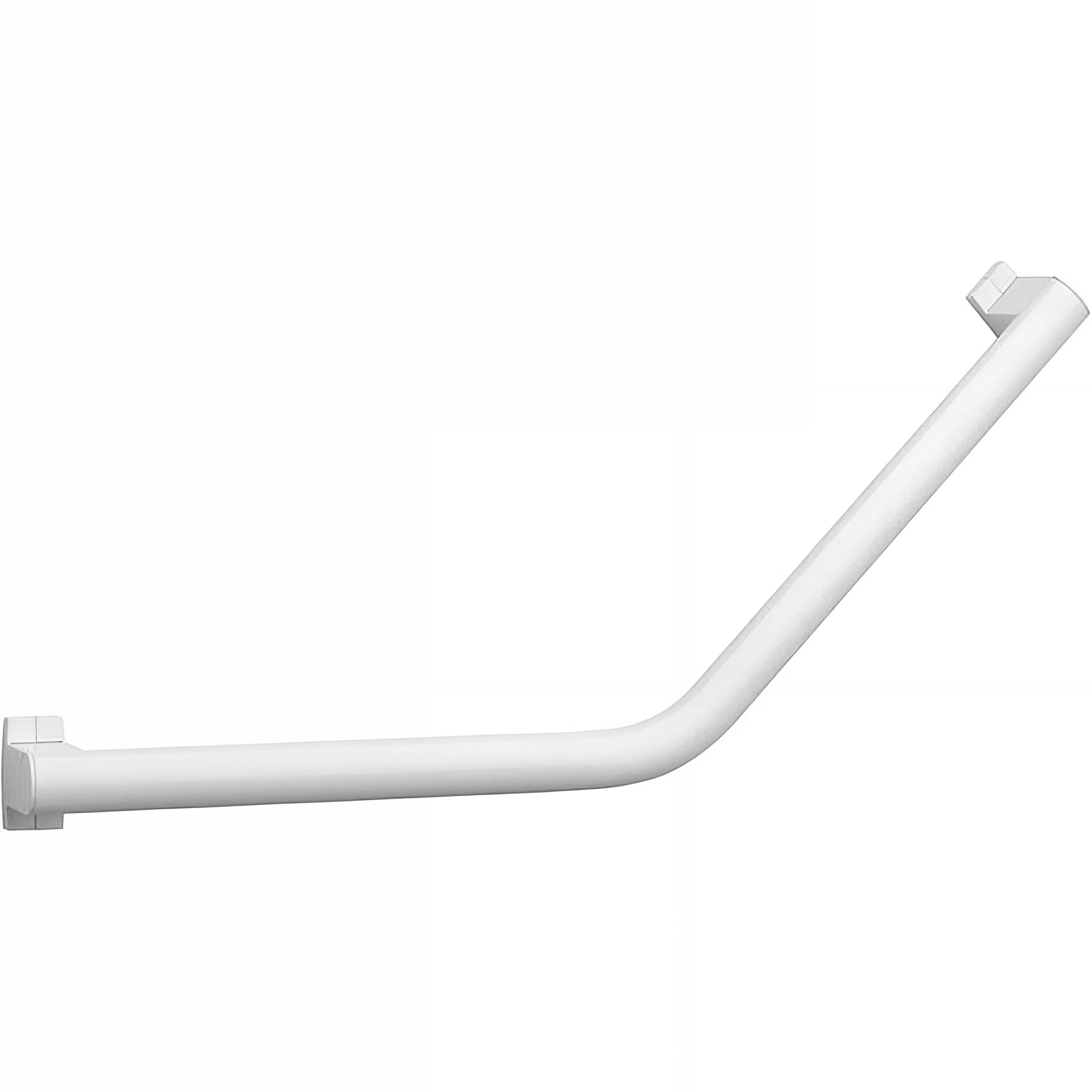 Barre PMR d'appui normes handicapé Gamme PRO PELLET coudée 135° symétrique 418 x 418 mm tube alu blanc Ø 38 x 25 mm