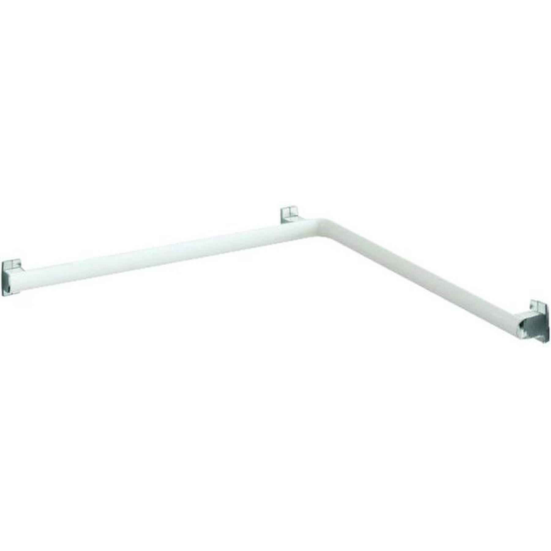 Barre d'angle 2 murs coudée à 90° 632x632mm PMR normes handicapé Gamme PRO PELLET tube alu blanc-chromé Ø 38x25mm