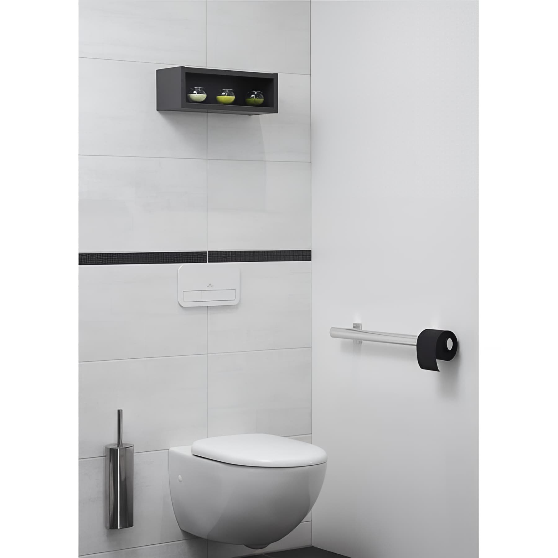 Barre PMR d'appui normes handicapé Gamme PRO PELLET multifonctions pour WC 350 mm avec porte-rouleau anthracite