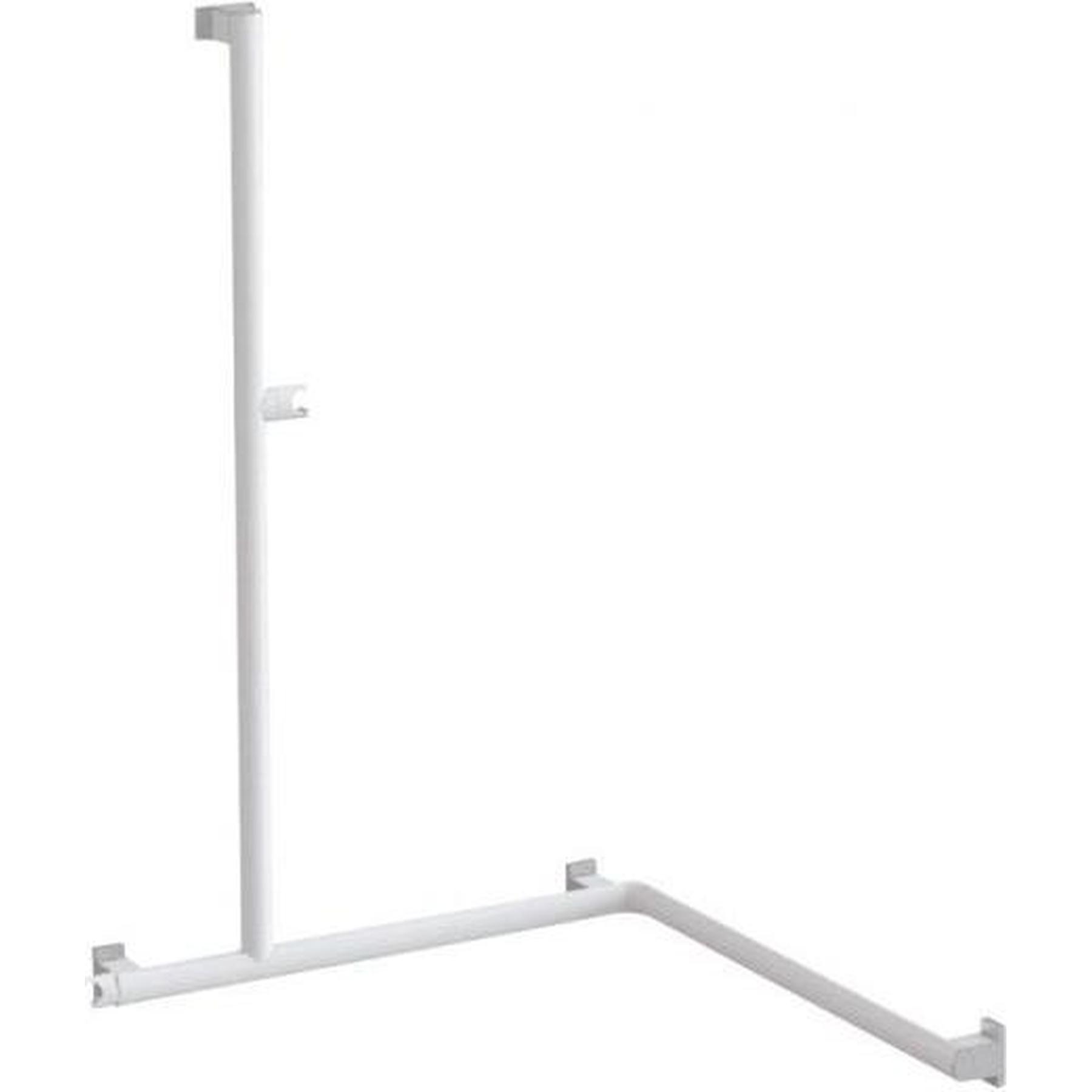 Barre PMR d'appui normes handicapé Gamme PRO PELLET angle 2 murs avec support douchette tube alu blanc Ø 38 x 25 mm
