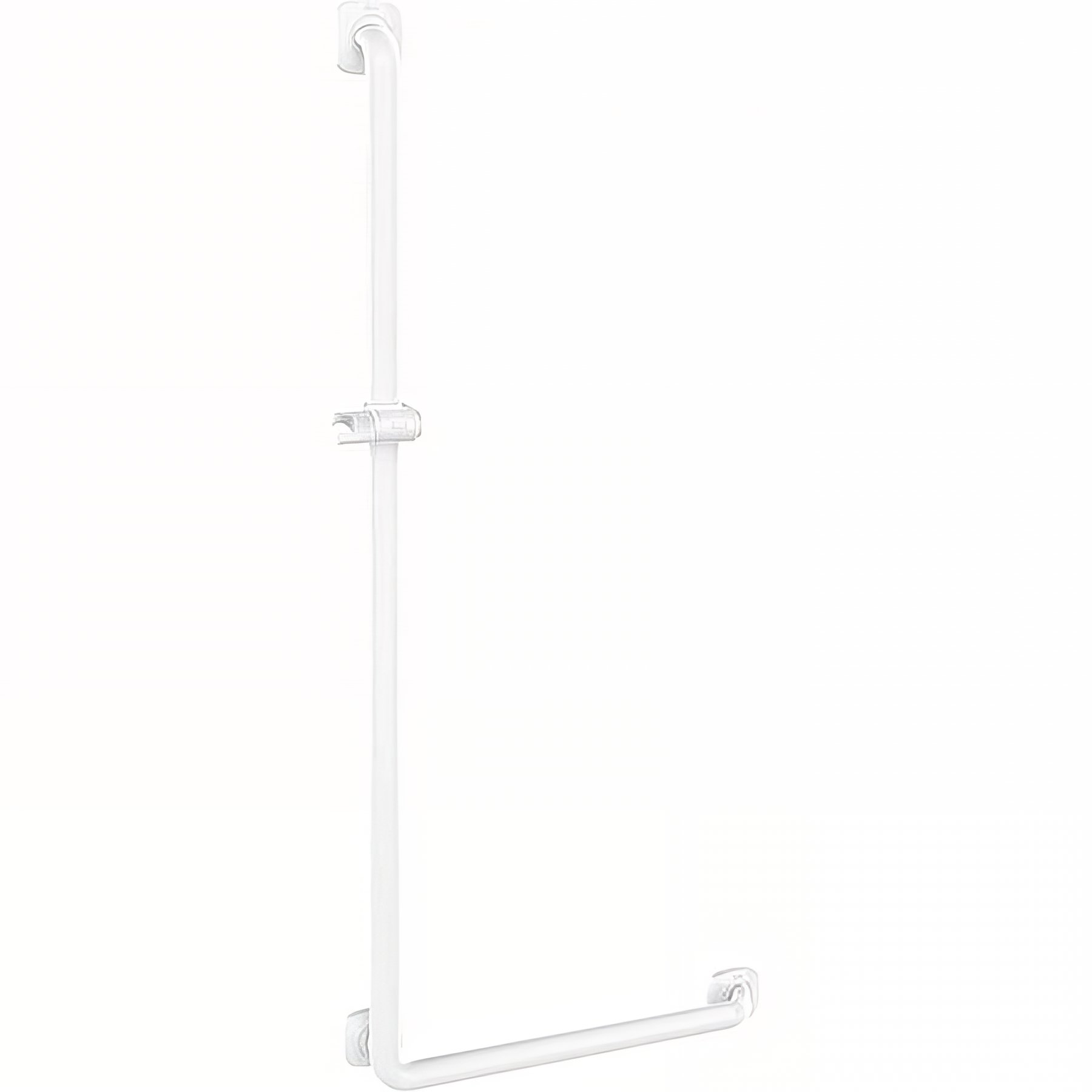 Barre PMR d'appui normes handicapé Gamme PRO PELLET coudée en L gauche 576 x 1276 mm ERGOLIFE Nylon blanc Ø 38x25mm