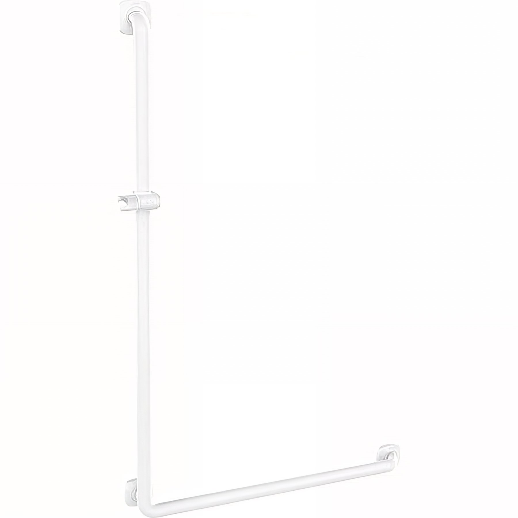 Barre PMR d'appui normes handicapé Gamme PRO PELLET coudée en L gauche 826 x 1276 mm ERGOLIFE Nylon blanc Ø 38x25mm