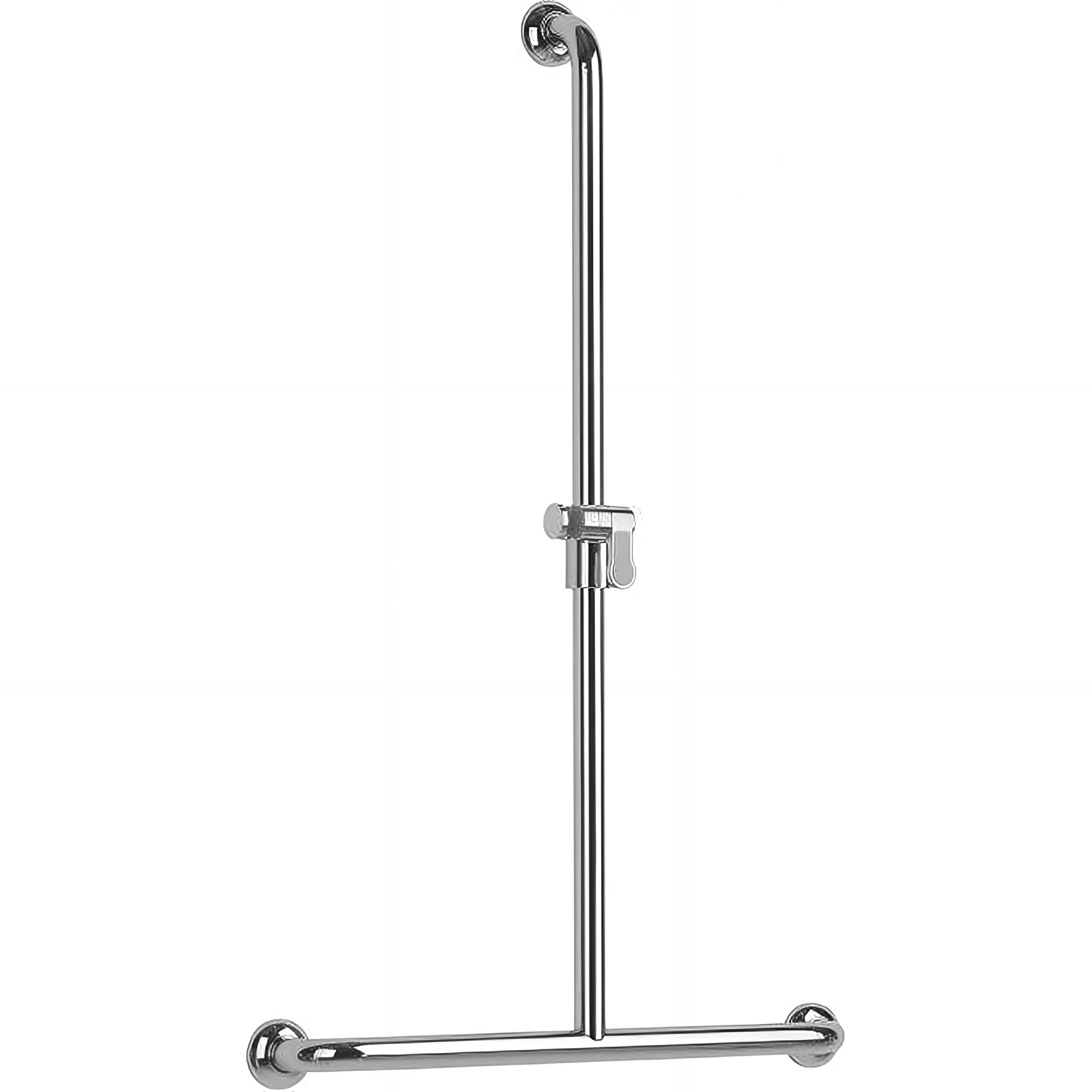 Barre PMR d'appui normes handicapé Gamme PRO PELLET 60cm x 1,00m avec support douchette laiton chromé Ø 32 mm