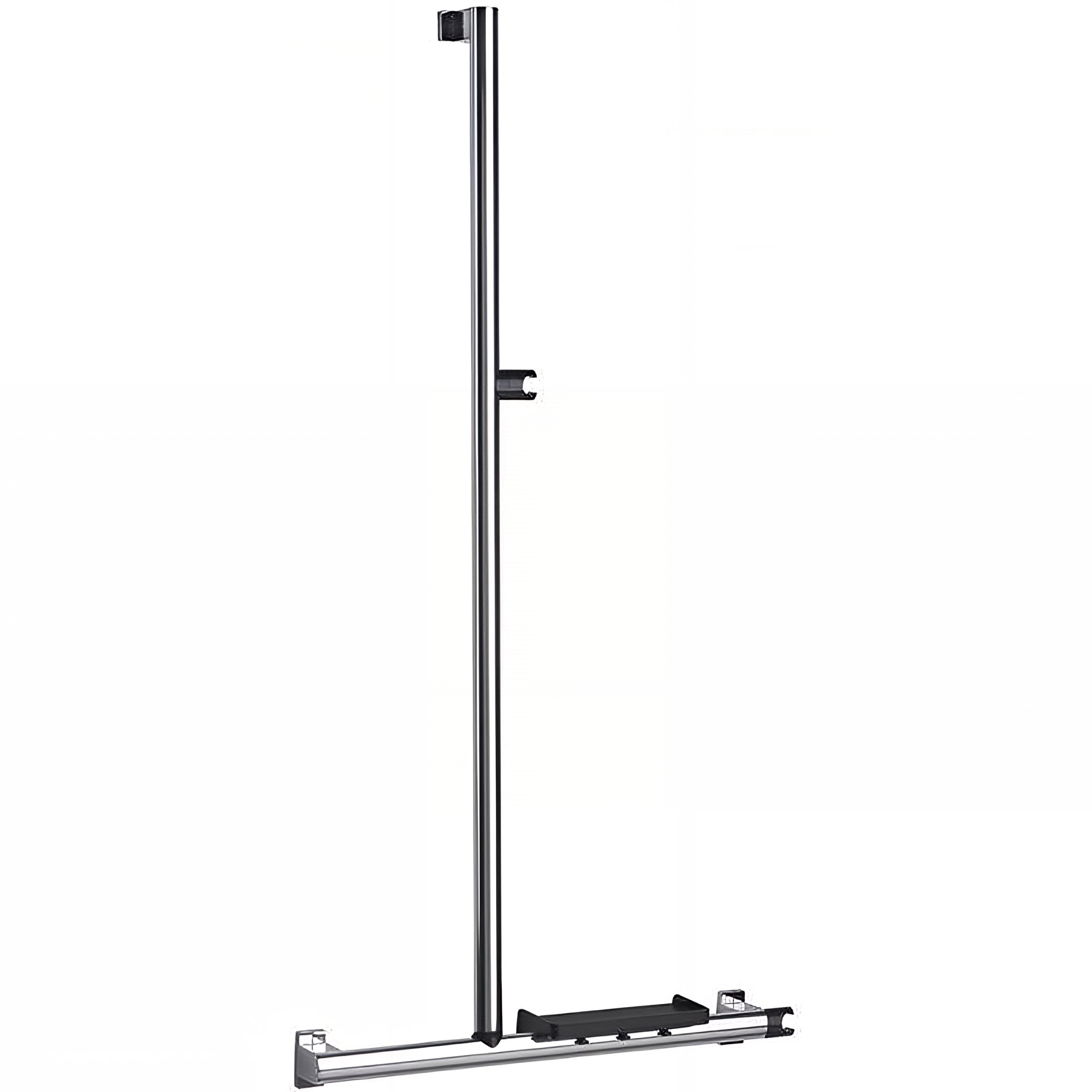 Barre PMR d'appui normes handicapé Gamme PRO PELLET ou L 600x1296 mm avec support douchette alu anodisé Ø 38x25 mm