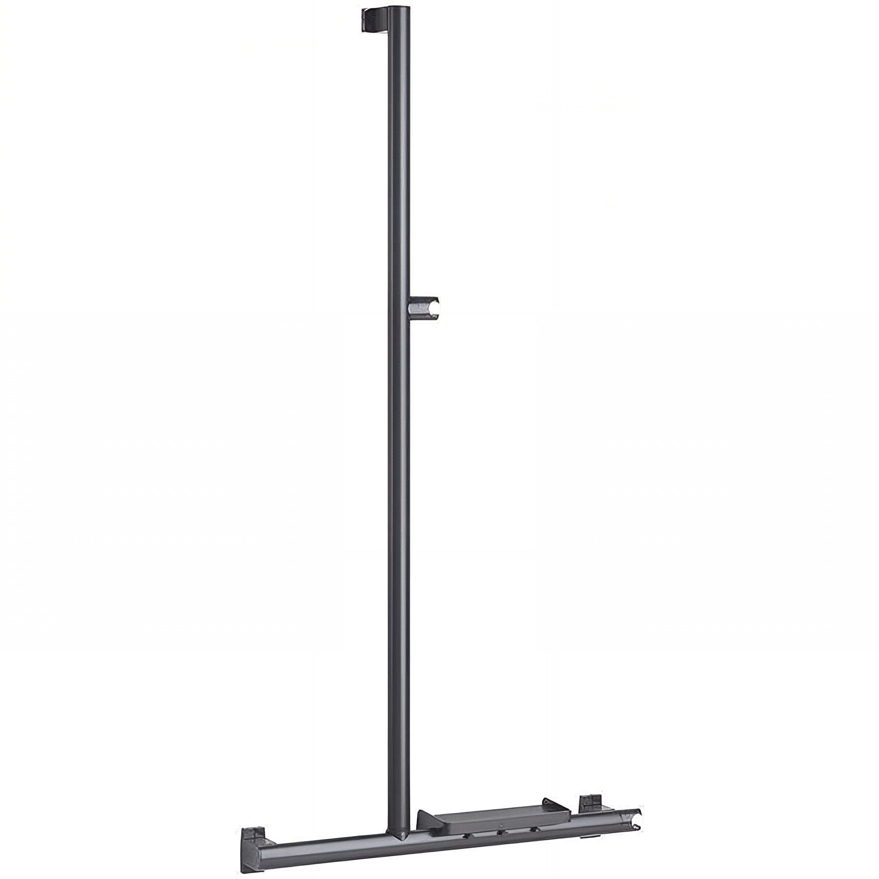 Barre PMR d'appui normes handicapé Gamme PRO PELLET T ou L 600x1296 mm avec support douchette alu anthracite Ø 38x25 mm