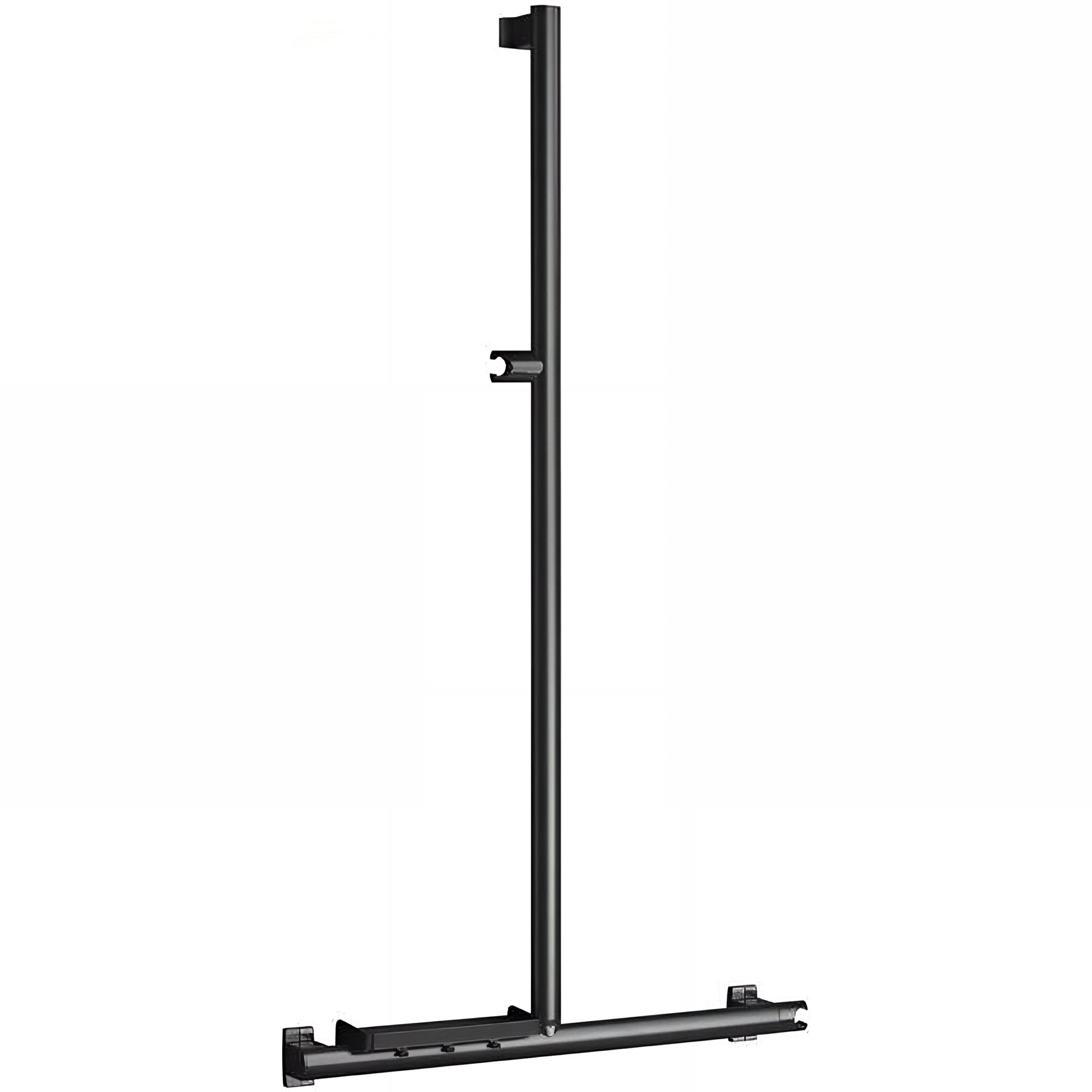 Barre PMR d'appui normes handicapé Gamme PRO PELLET T ou L 600x1296 mm avec support douchette alu noir mat Ø 38x25 mm