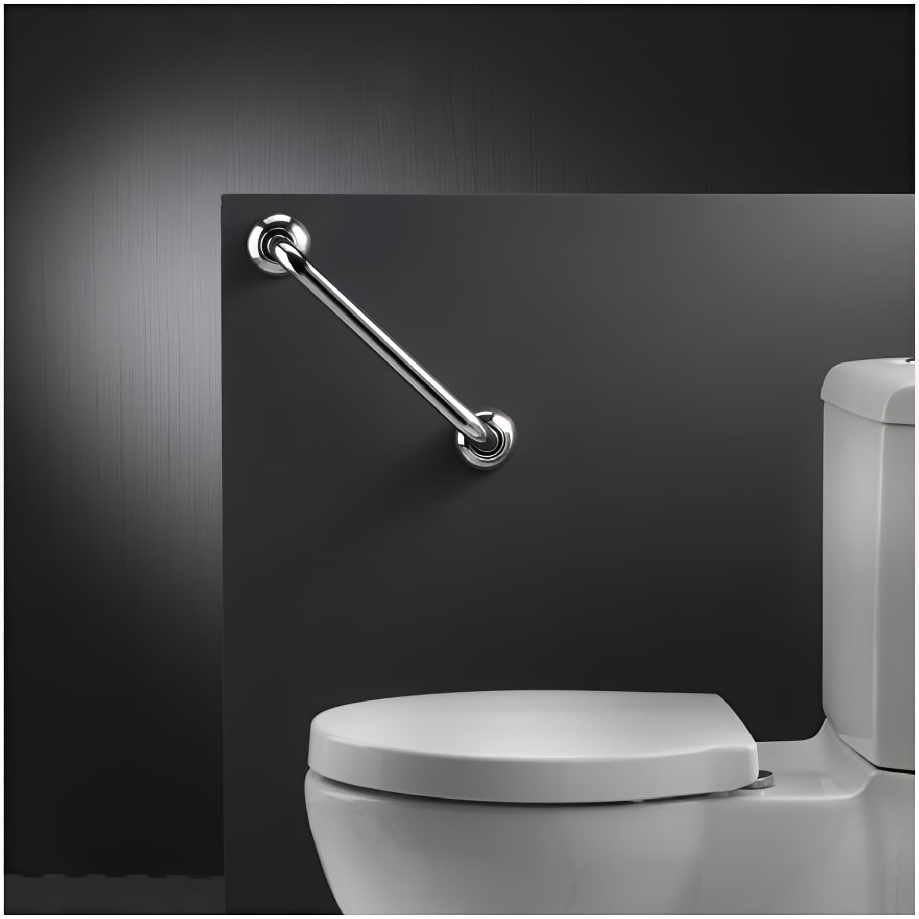 Barre PMR d'appui normes handicapé Gamme PRO PELLET droite 300 mm tube laiton chromé Ø 25 mm fixations invisibles