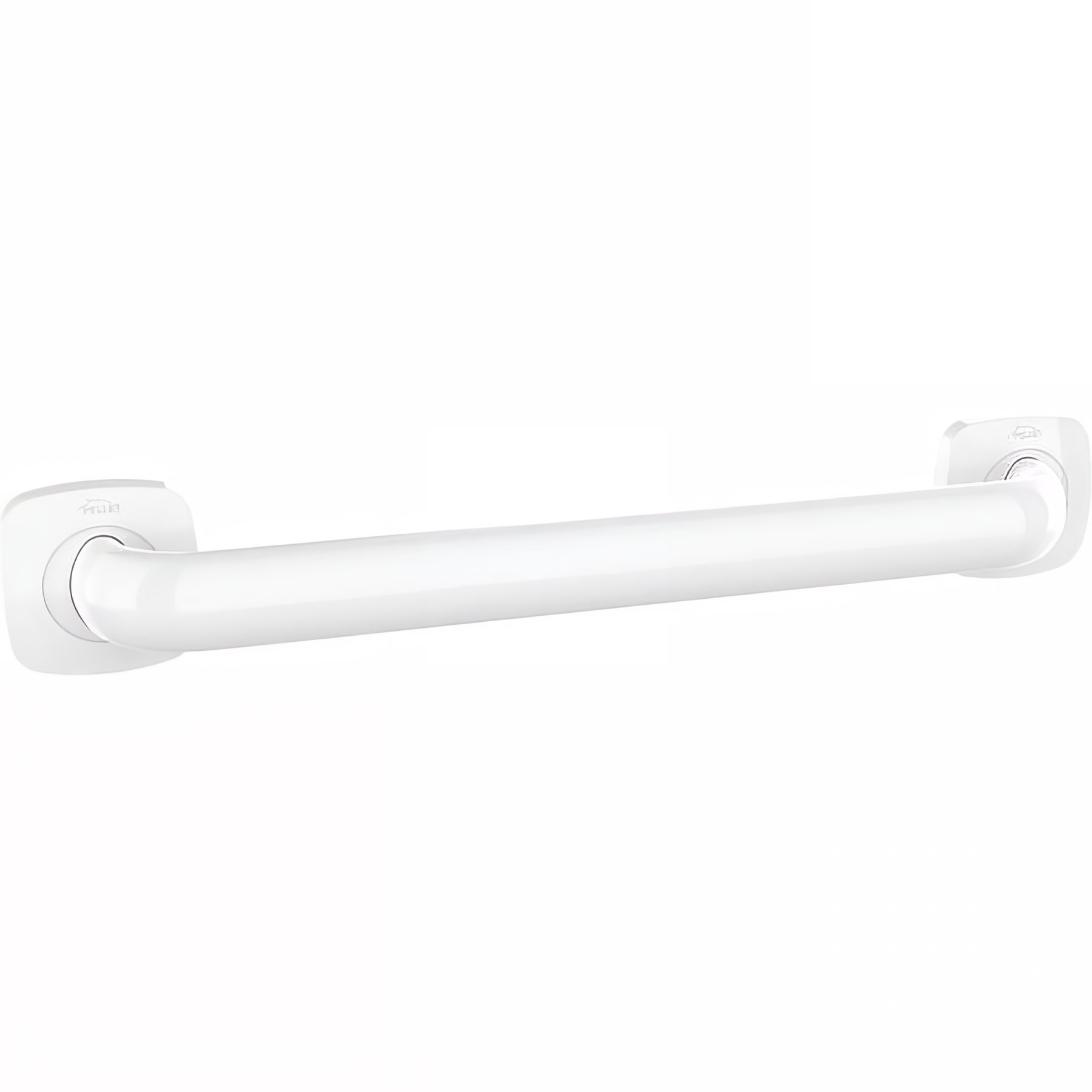 Barre PMR d'appui normes handicapé Gamme PRO PELLET longueur 40cm Ergolife nylon blanc profil acier Ø38x25 mm avec embase