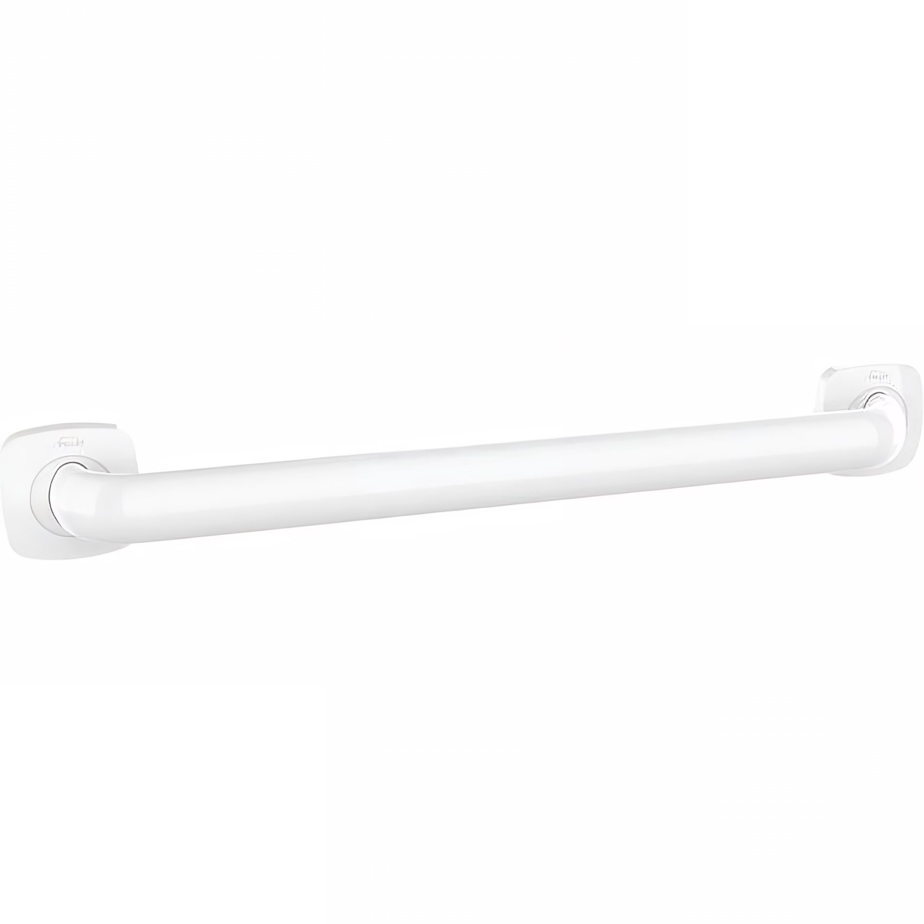 Barre PMR d'appui normes handicapé Gamme PRO PELLET longueur 50cm Ergolife nylon blanc profil acier Ø38x25 mm avec embase