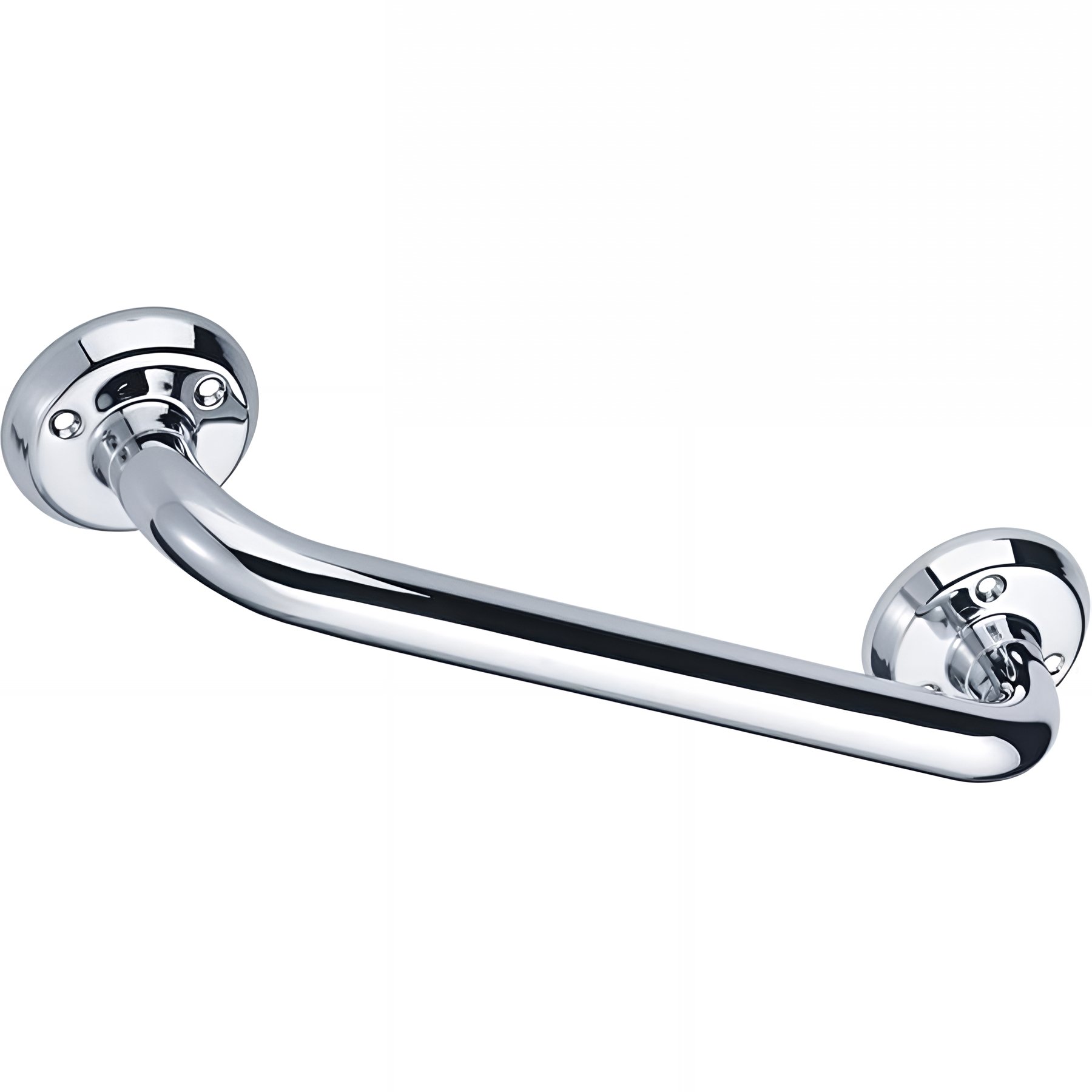 Barre PMR d'appui normes handicapé Gamme PRO PELLET droite longueur 60cm tube laiton nickelé chromé Ø 25 mm embase Ø 75 mm