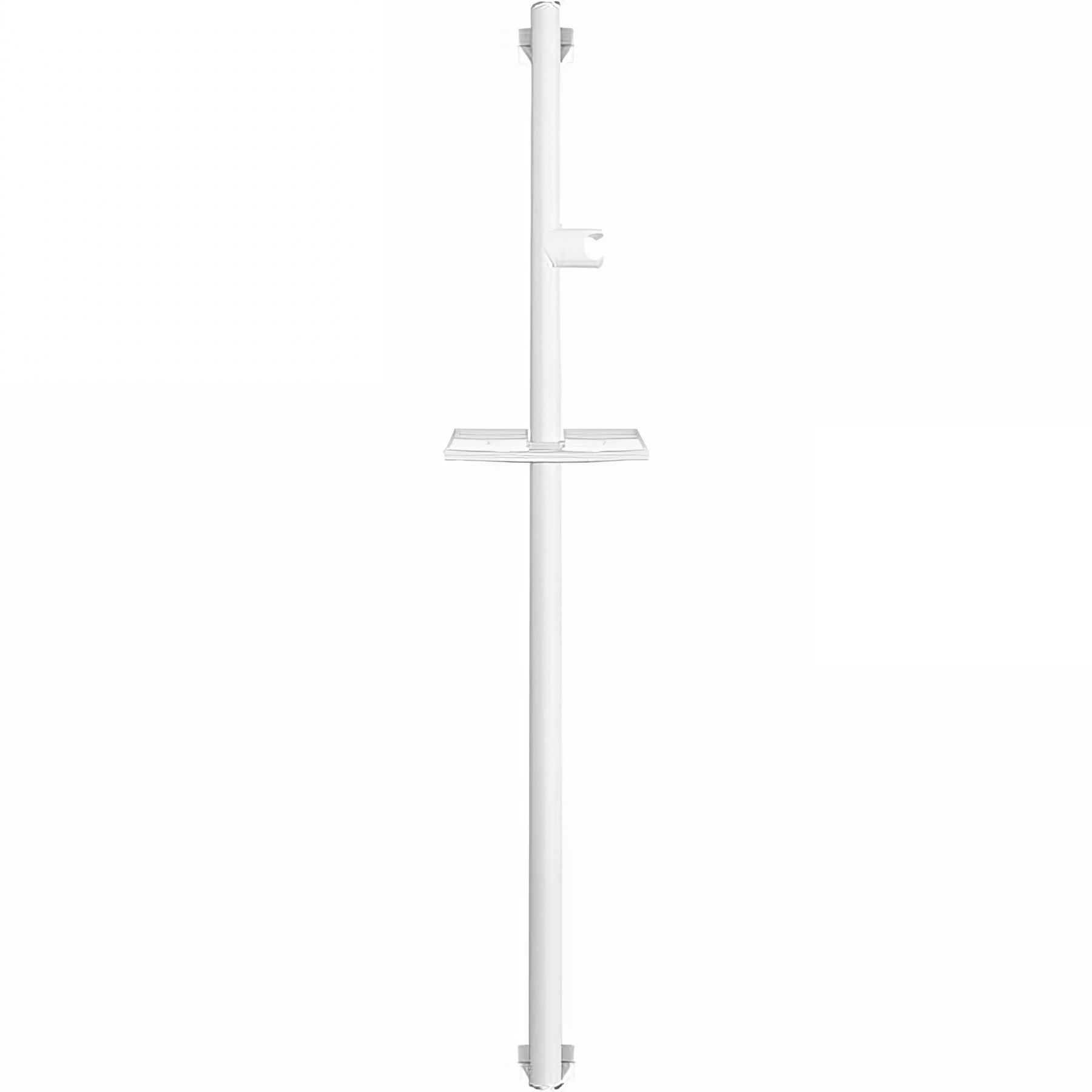 Barre PMR d'appui normes handicapé Gamme PRO PELLET 1,20m tube alu Ø 38x25 mm avec support douchette blanc cache-fixations chromé mat