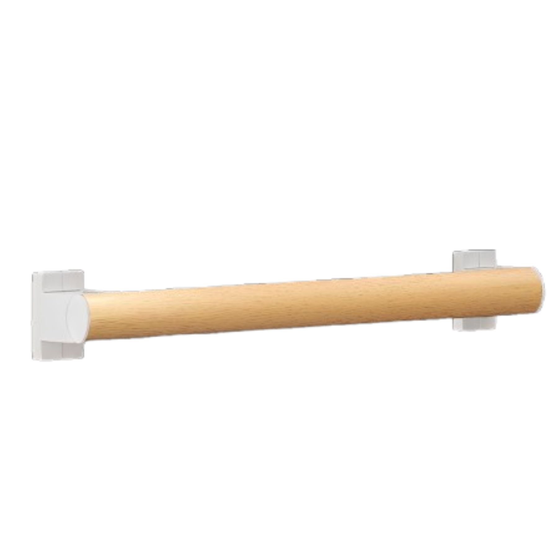 Barre PMR de relèvement droite normes handicapé Gamme PRO PELLET longueur 40cm tube aluminium bois Ø 38 x 25 mm cache-fixations blanc
