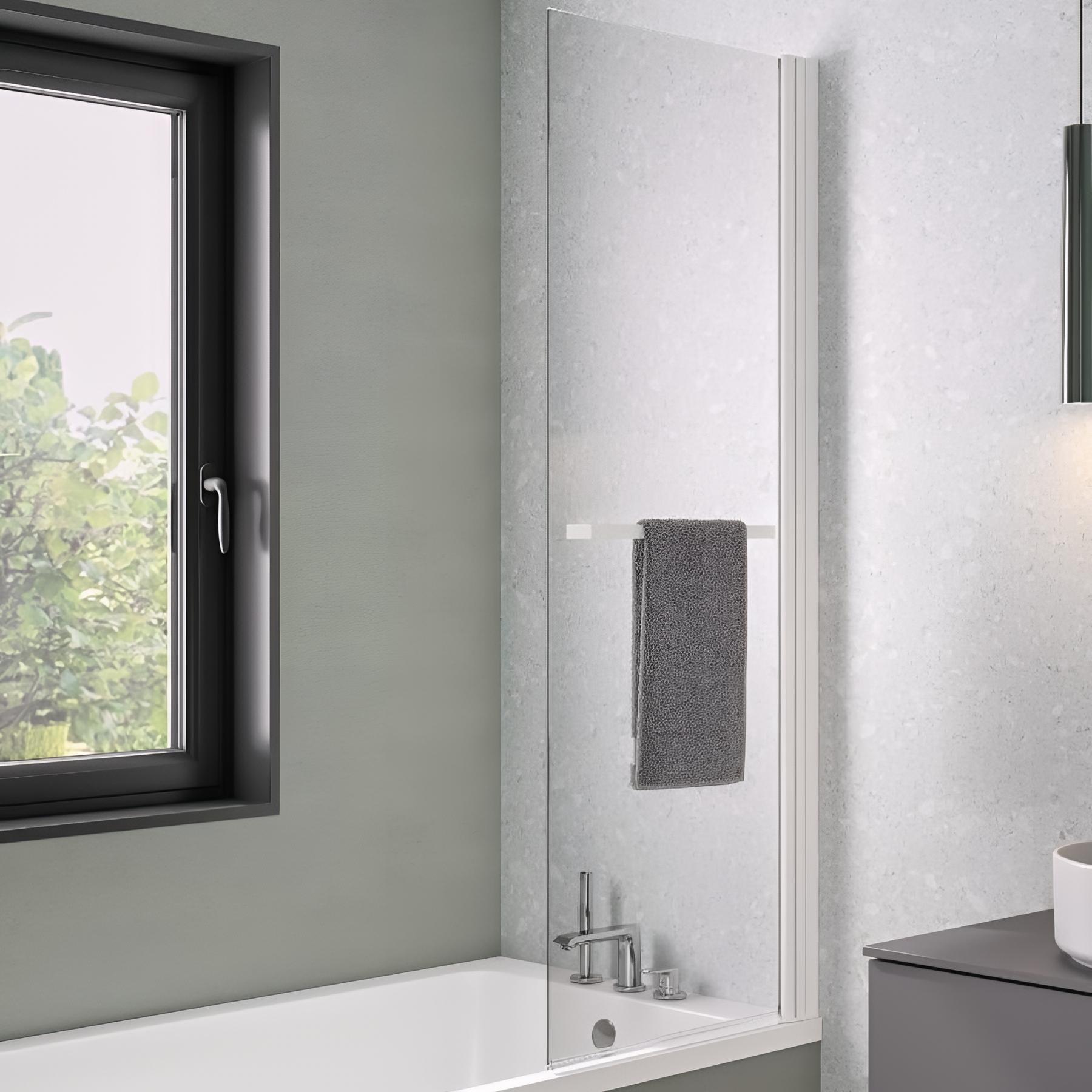 Pare-bain fixe Kinedo Columba 1 volet relevable 75x150 blanc