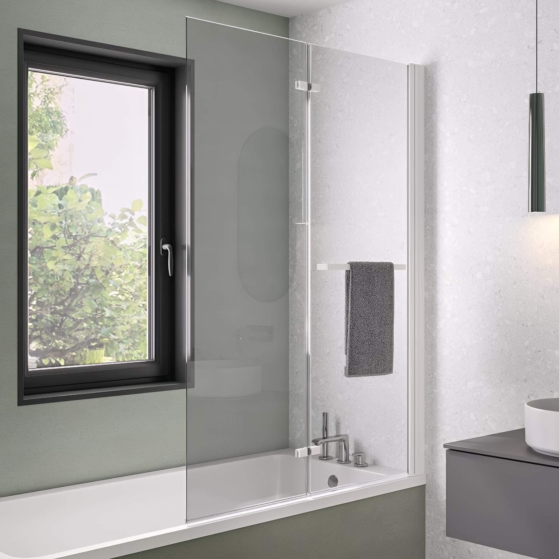 Pare-bain fixe Kinedo Columba 2 volets relevables 110x150 blanc