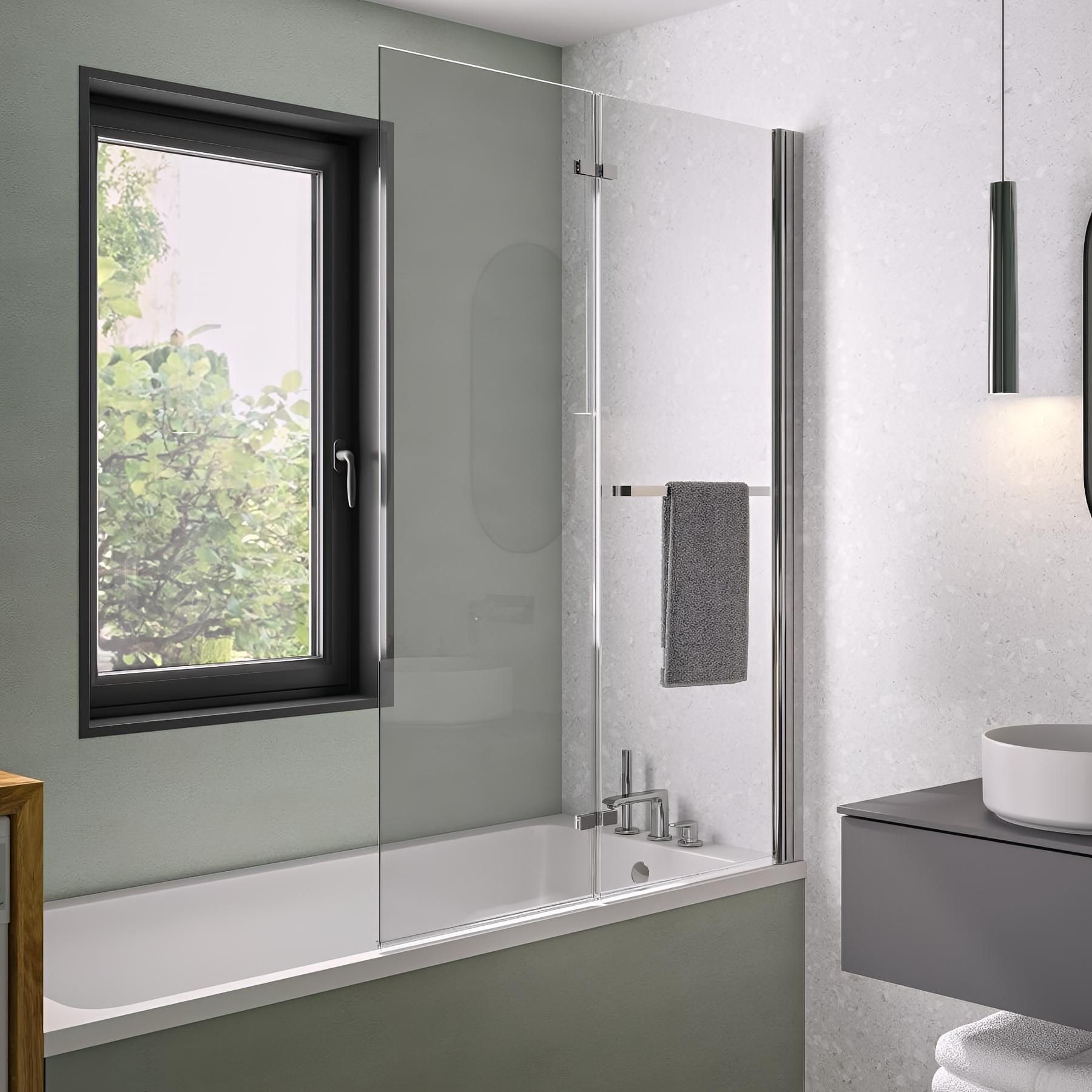 Pare-bain fixe Kinedo Columba 2 volets relevables 110x150 chromé