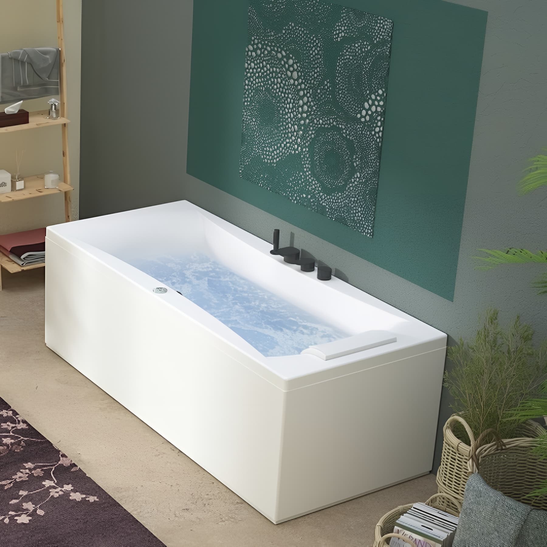 Baignoire droite KINÉDO CONCERTO 180x80 tête bain à droite sur châssis métallique