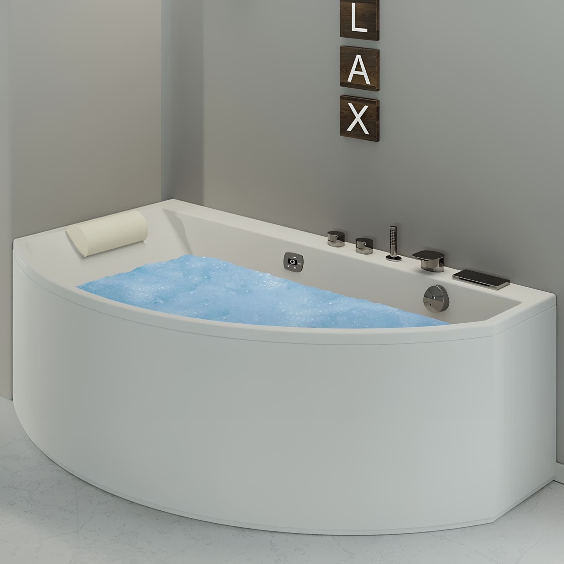 Baignoire droite KINÉDO CONGA 160x90 tête bain à gauche sur châssis métallique