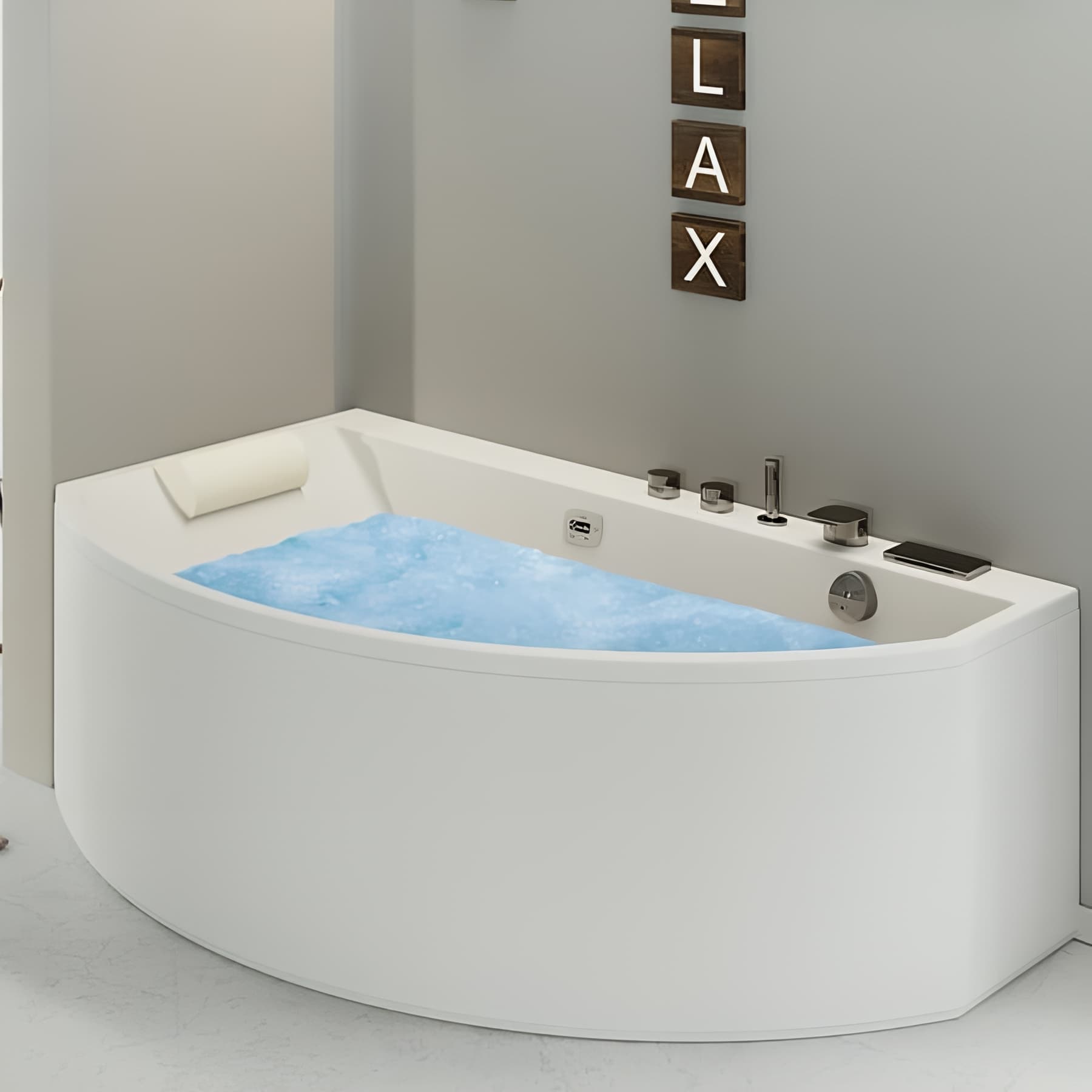 Tablier acrylique Biocryl blanc longueur 1,60m pour baignoire KINEDO CONGA tête bain à droite