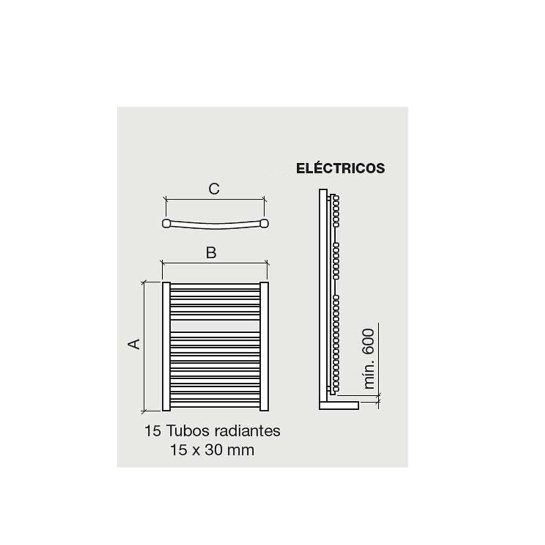Sèche-serviettes CUENCA 87 électrique avec thermostat chrome 868 x 500 mm - Réf:24559