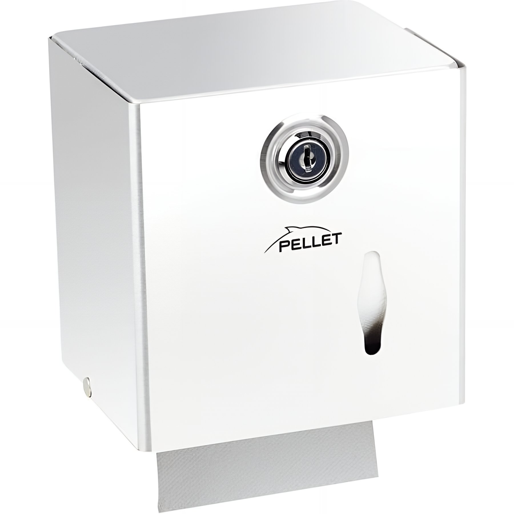 Distributeur papier WC Gamme PRO PELLET mixte 134 x 137 x 120 mm acier époxy blanc à clé