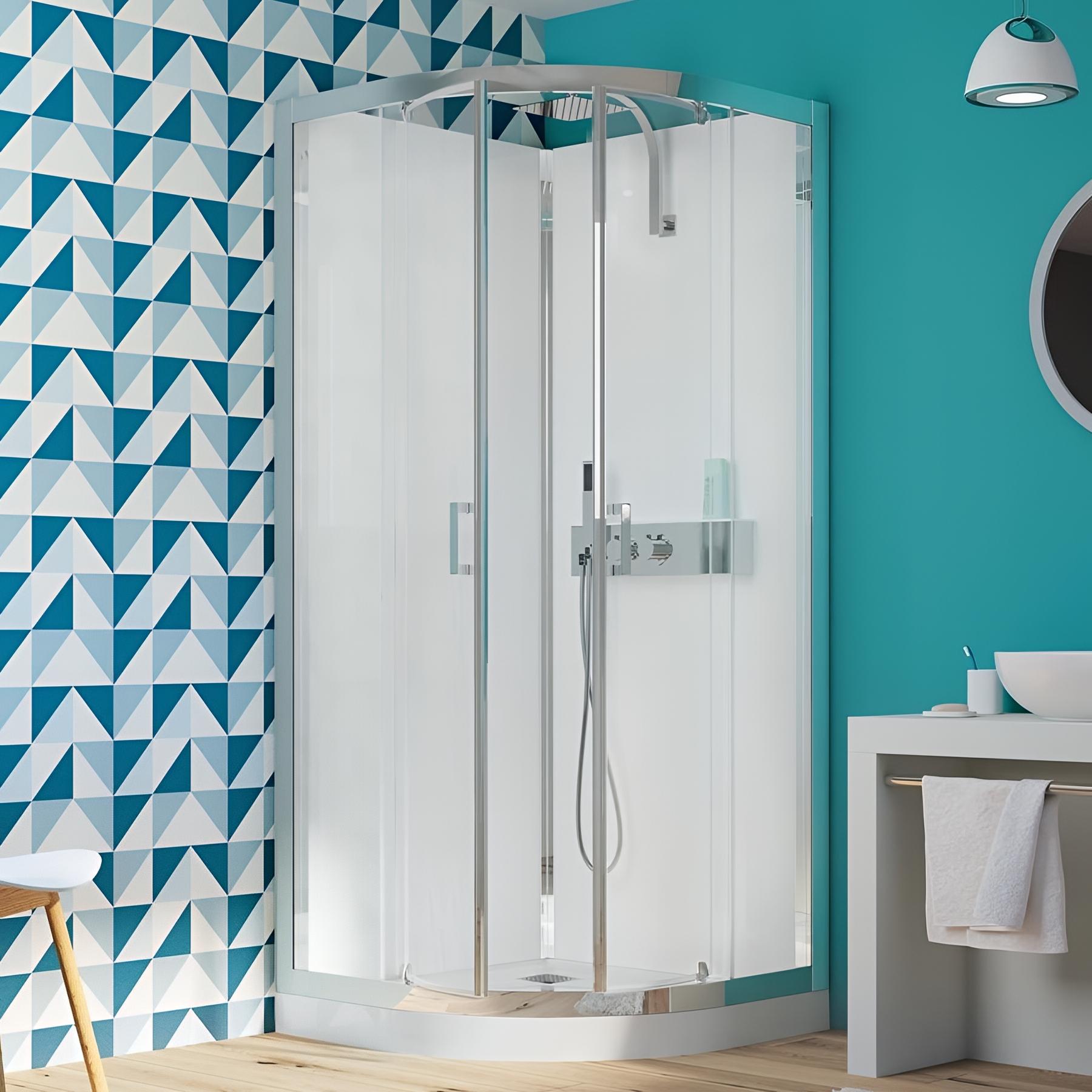 Cabine de douche d'angle KINEDO EDEN+ 80x80 hauteur du receveur de douche 9cm 1 porte pivotante cabine de douche fabriquée en France