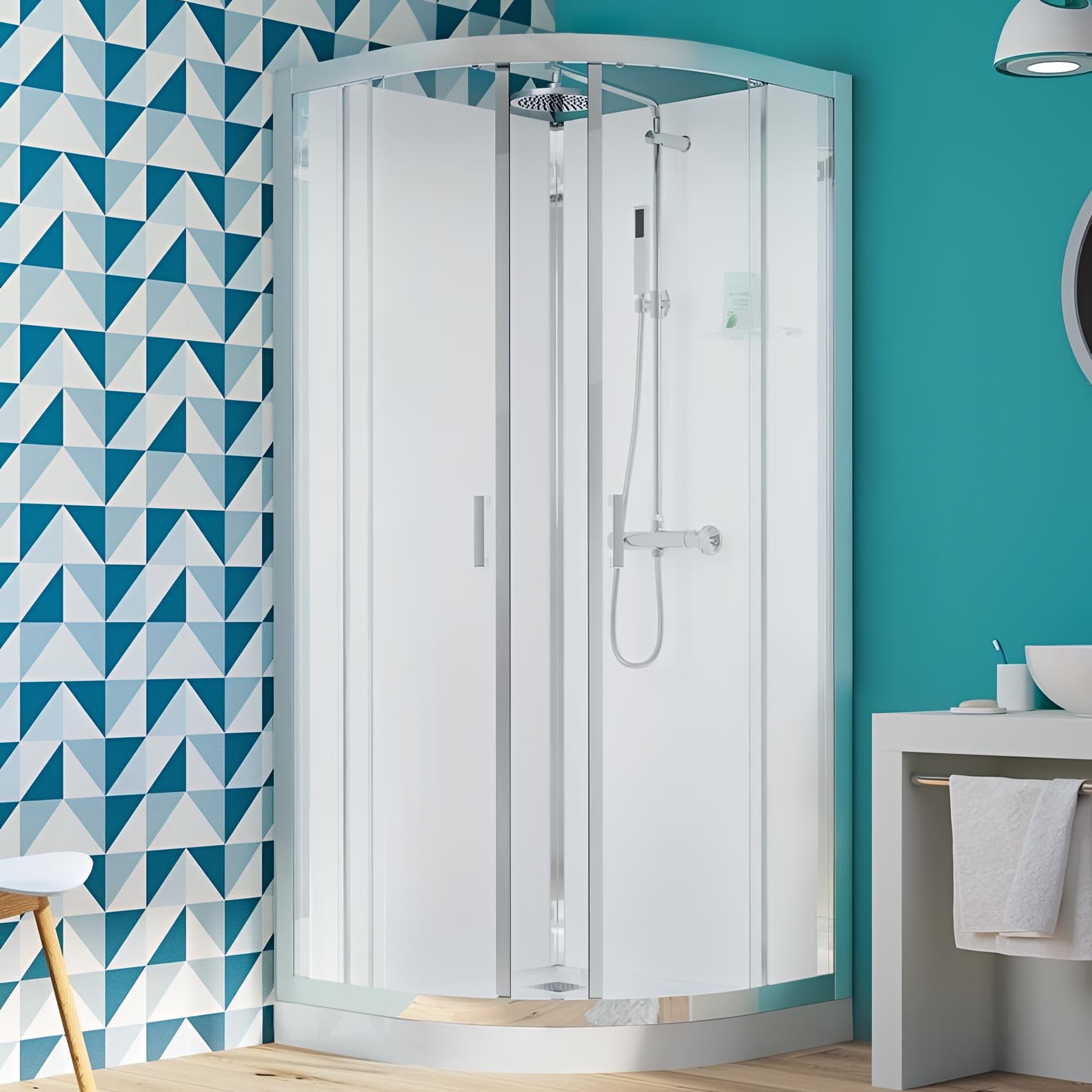 Cabine de douche d'angle KINEDO EDEN 1/4 de rond 80 hauteur du receveur de douche 9cm 2 portes coulissantes cabine de douche fabriquée en France